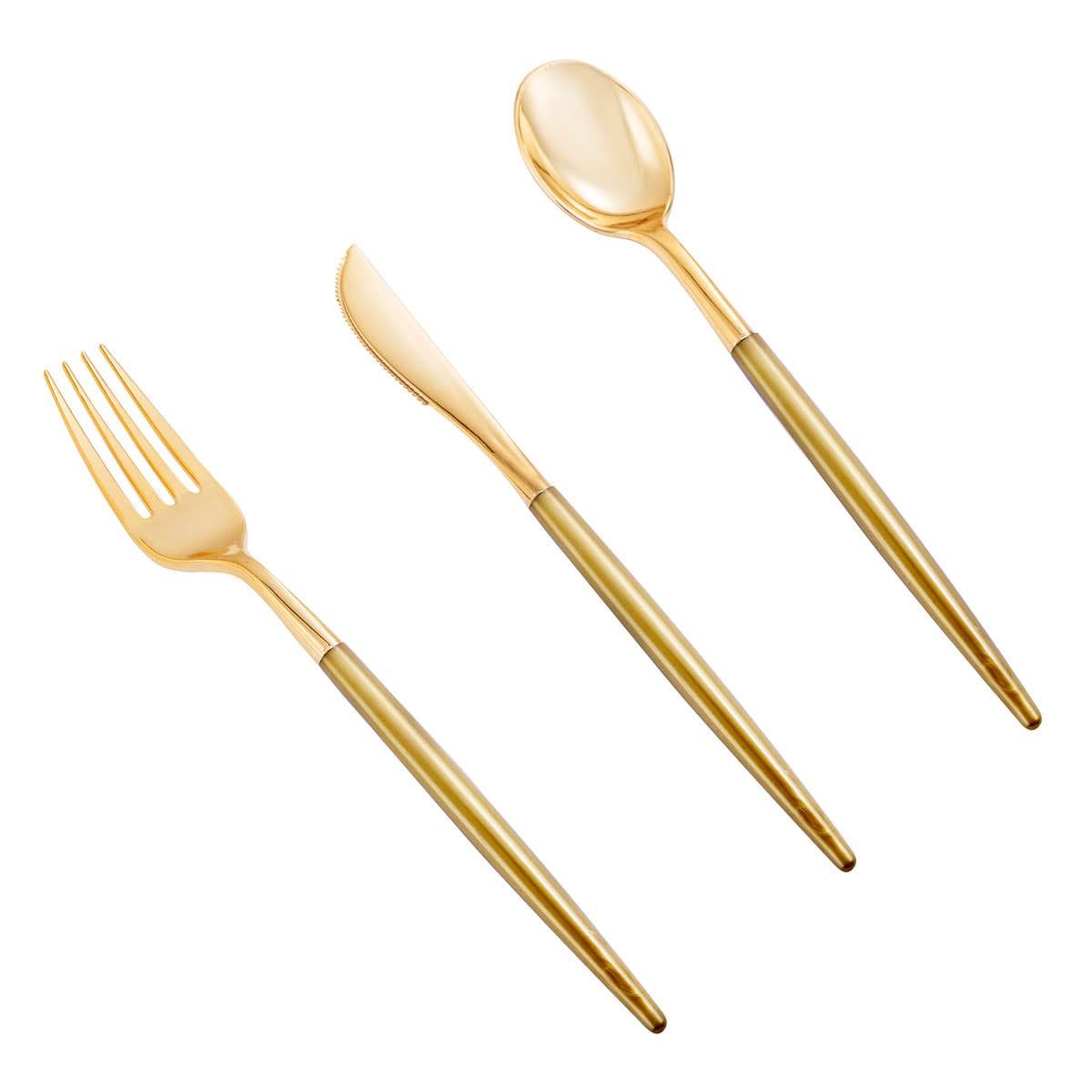Premium 102-Piece Gold Plastic Cutlery Set - Elegant Dark Gold Handle Disposable Flatware (34 Forks, 34 Knives, 34 Spoons) for Thanksgiving, Christmas & Party Dining - Perfect for Weddings, Catering & Outdoor Events