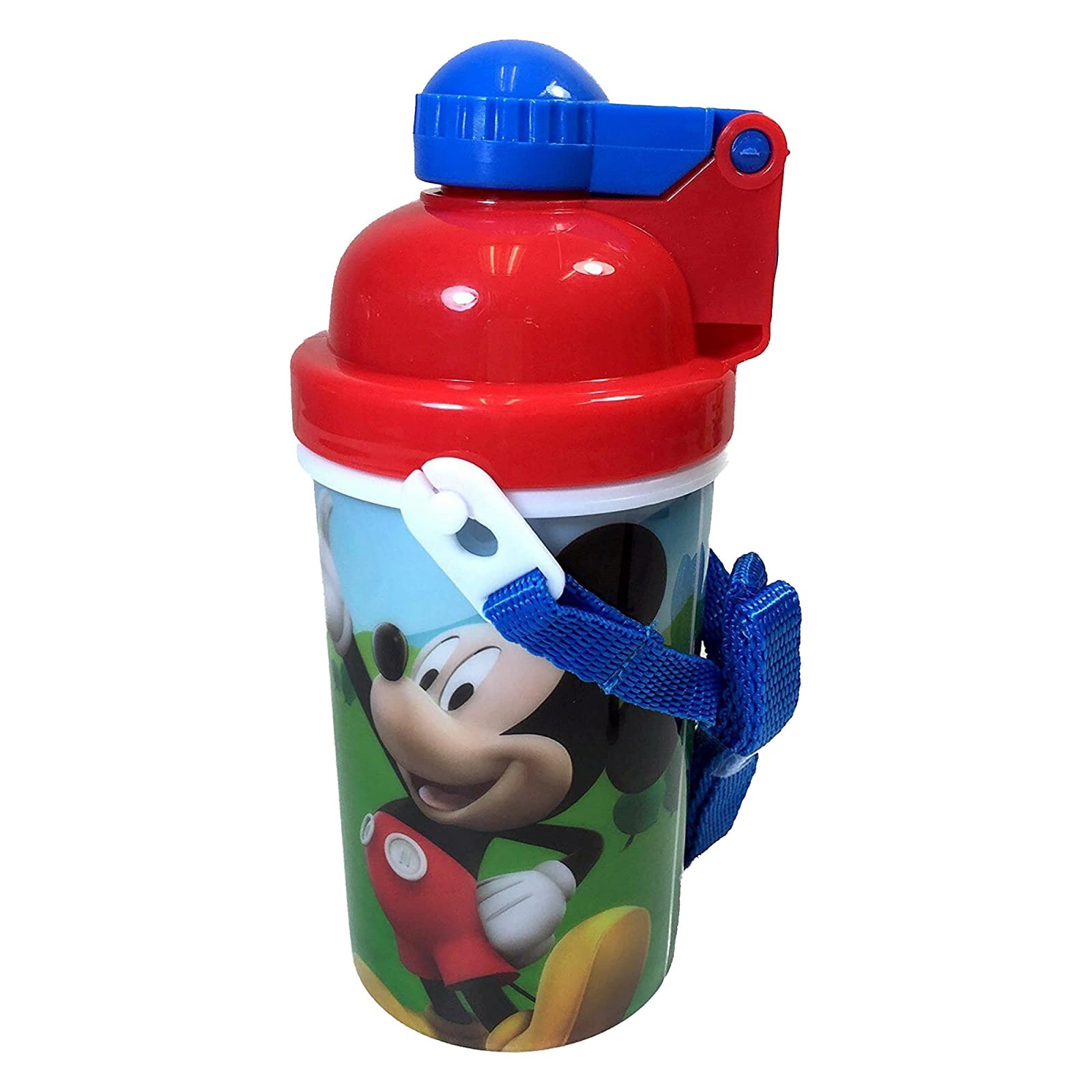 Disney Mickey Mouse 12oz Water Bottle with Pop-Up Lid & Adjustable Shoulder Strap - Perfect for Kids School, Gym & Outdoor Activities