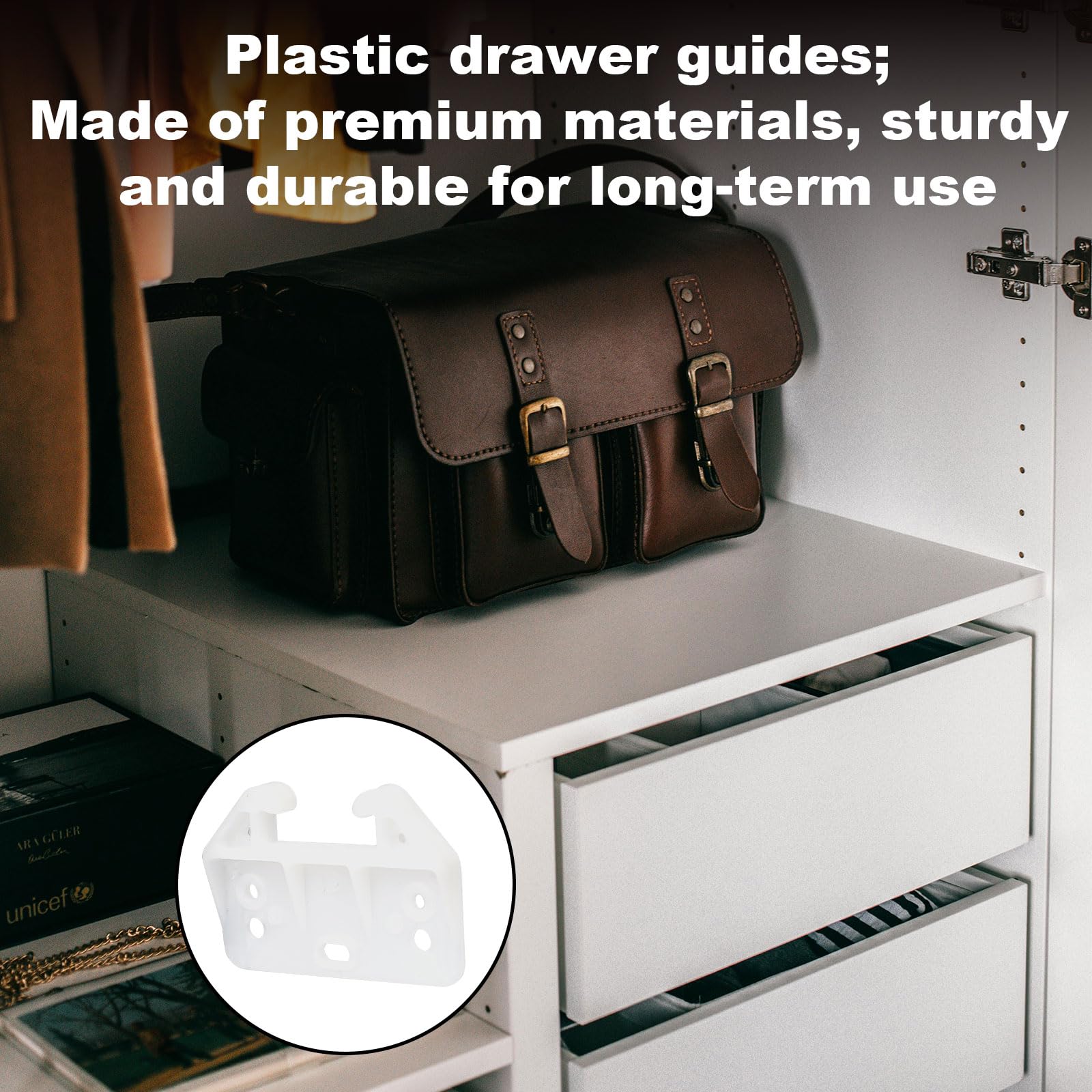 10-Pack White Drawer Slides with Screws - Undermount Cabinet Drawer Track Guide Replacement Kit for Dressers, Wardrobes & Furniture Repair | Easy DIY Installation for Smooth Gliding Drawers