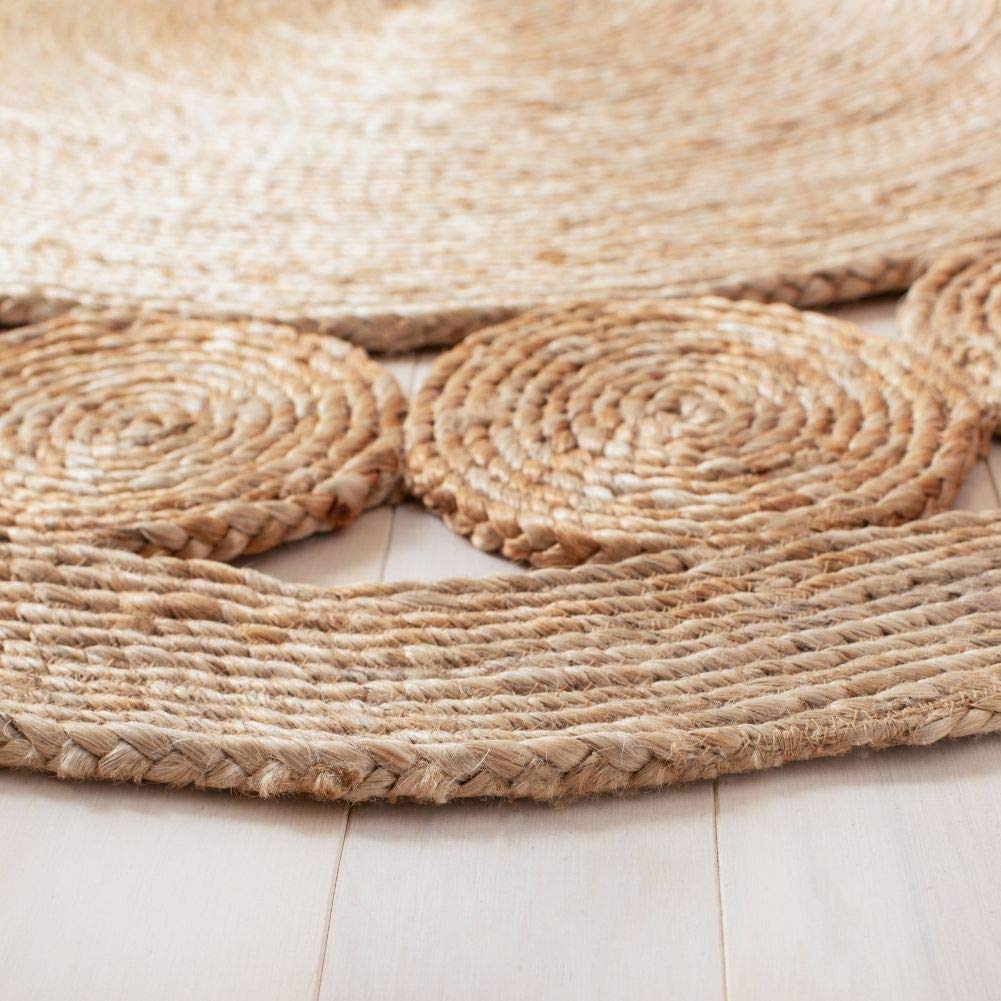 SAFAVIEH Handmade Jute Area Rug 10' Round - Natural Fiber Boho Country Charm for Living Room, Bedroom & Nursery | NFB247A