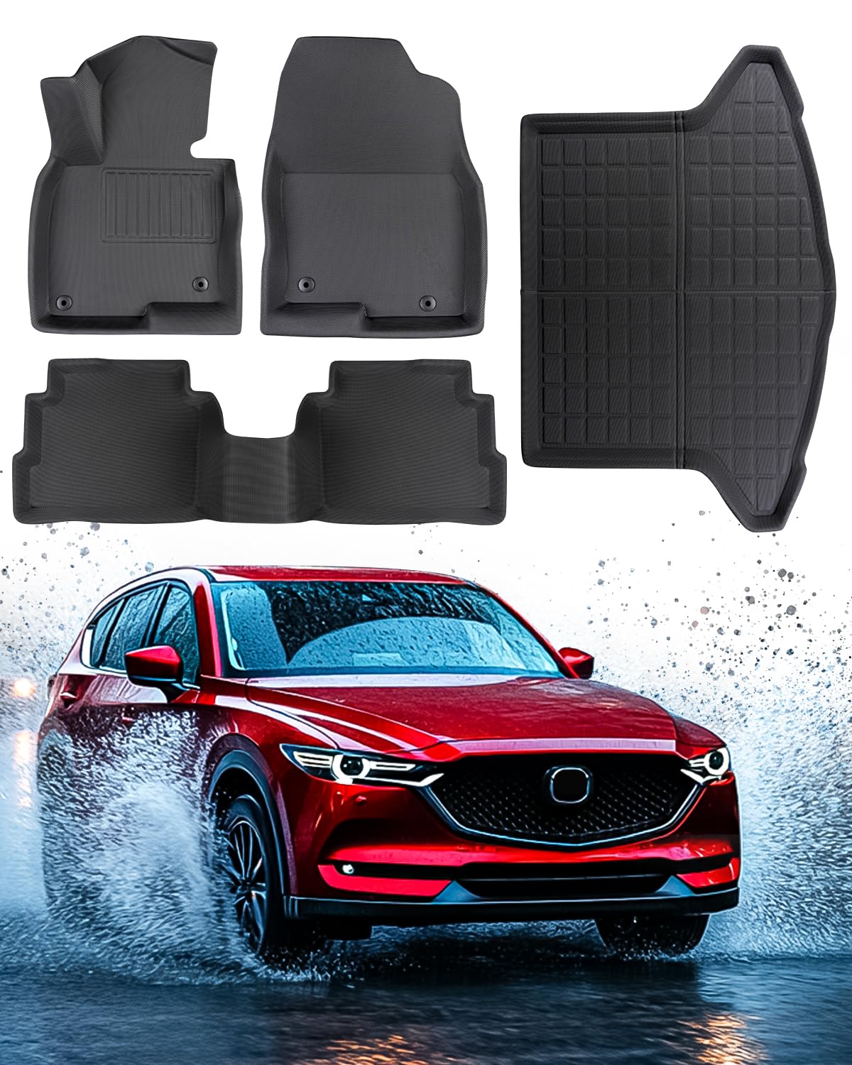 Premium Waterproof XPE All-Weather Floor Mats & Cargo Liner for Mazda CX-5 (2017-2025) - Durable Car Accessories for Protection Against Mud, Snow & Spills - Perfect for Daily Commute, Road Trips & Outdoor Adventures