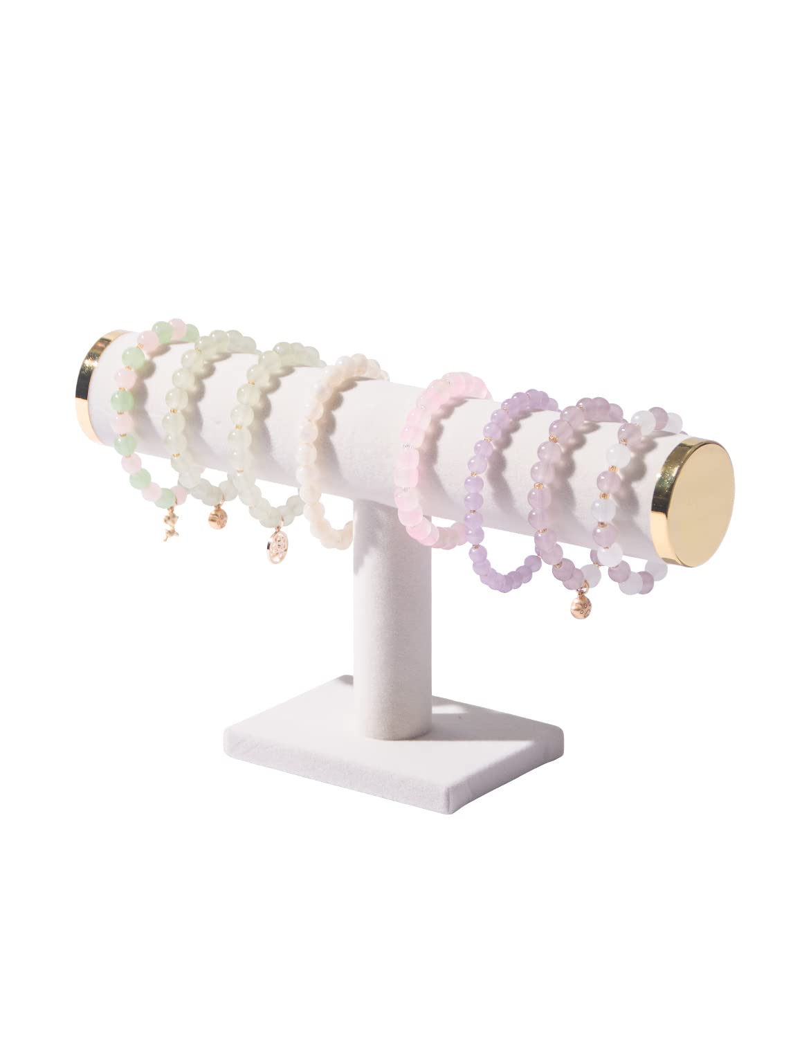 Bracelet Holder Stand - Jewelry Display Organizer for Women & Men - Bangle & Watch Storage for Selling - Jewelry Business Supplies (Beige with Metal Lid) - Perfect for Retail Stores, Boutiques & Home Organization
