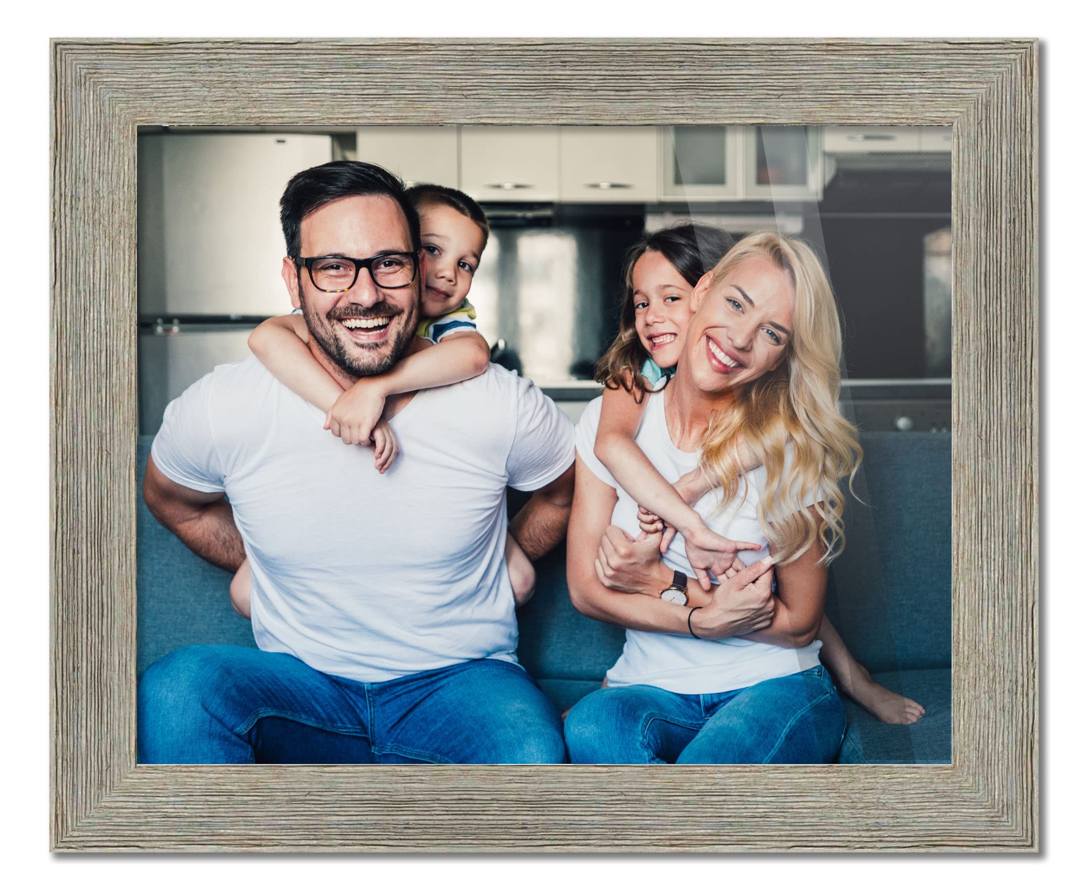 32x22 Gray Barnwood Picture Frame - Shatterproof UV Acrylic Front & Acid-Free Backing - Rustic Wood Wall Frame for Family Photos, Home Decor - Perfect for Living Room, Bedroom & Office Display