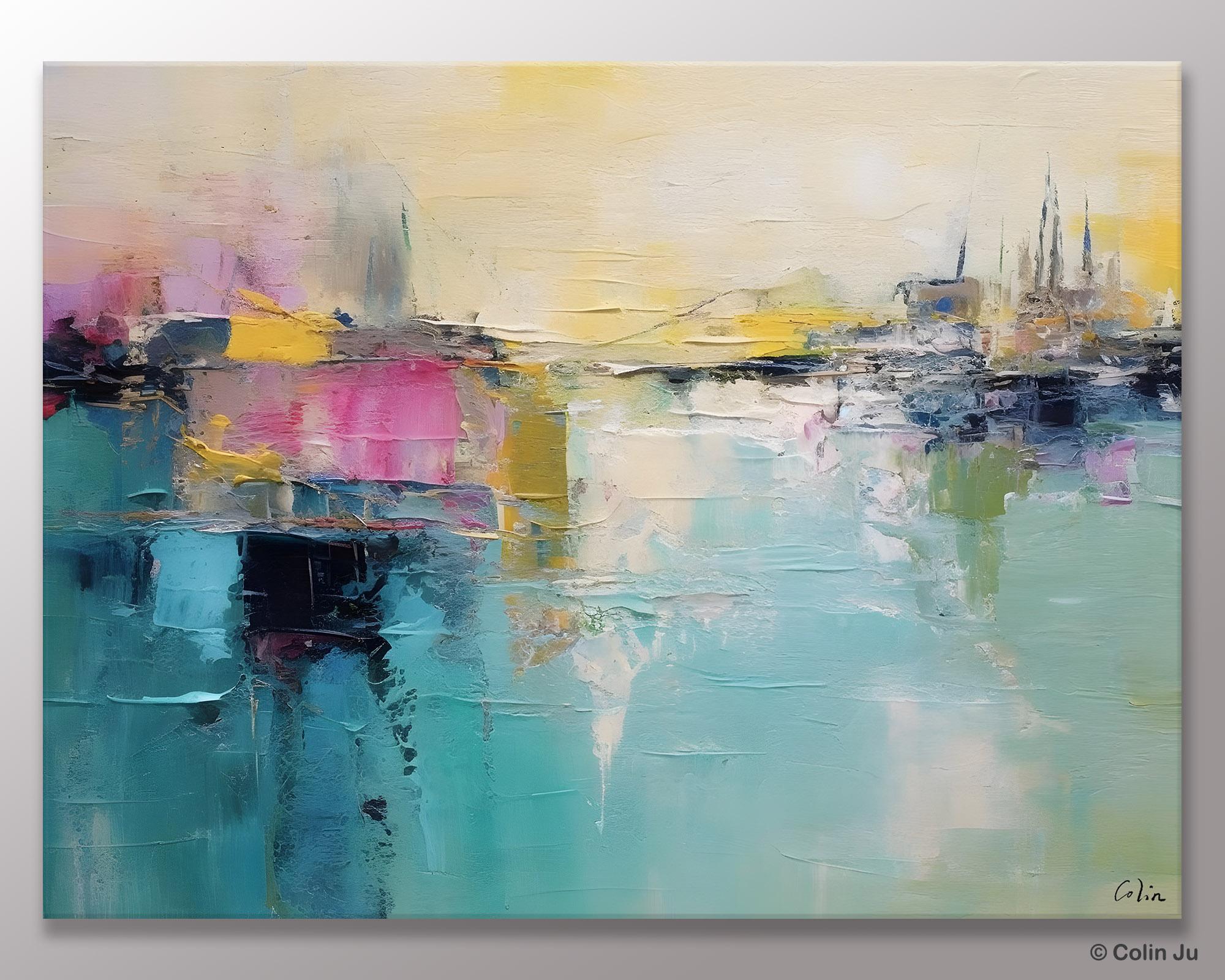 Abstract Acrylic Paintings for Living Room & Bedroom - Hand Painted Contemporary Canvas Wall Art - Original Modern Home Decor - Perfect for Sofa Backdrop & Bedroom Accent Wall