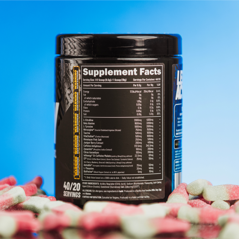 Efectiv Nutrition LEGACY Pre Workout Powder 380g - Fizzy Bubble Sweets Flavor for Energy & Focus | Gym, Bodybuilding & Fitness Training Supplement