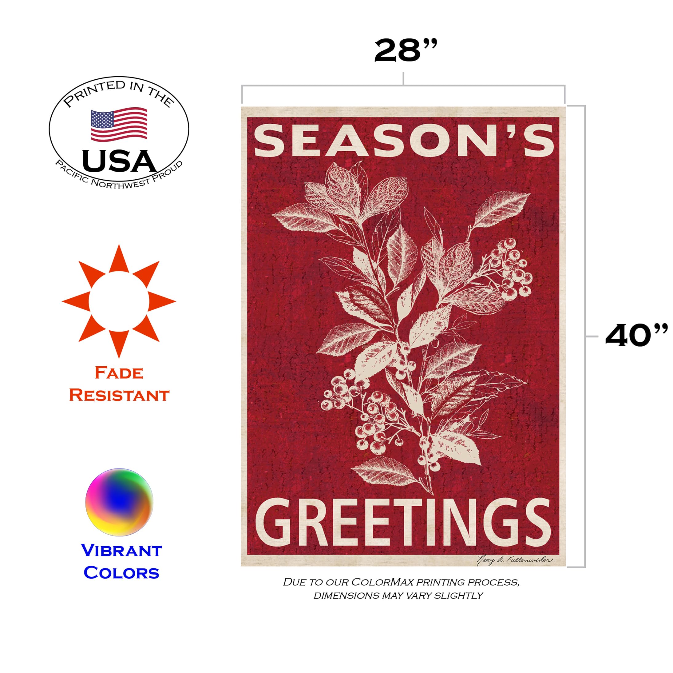Toland Home Garden 1010835 Double Sided Christmas Flag 28x40 Inch - Outdoor Holiday Yard Decoration for Winter, House & Garden - Perfect for Front Porch, Lawn & Seasonal Festive Decor