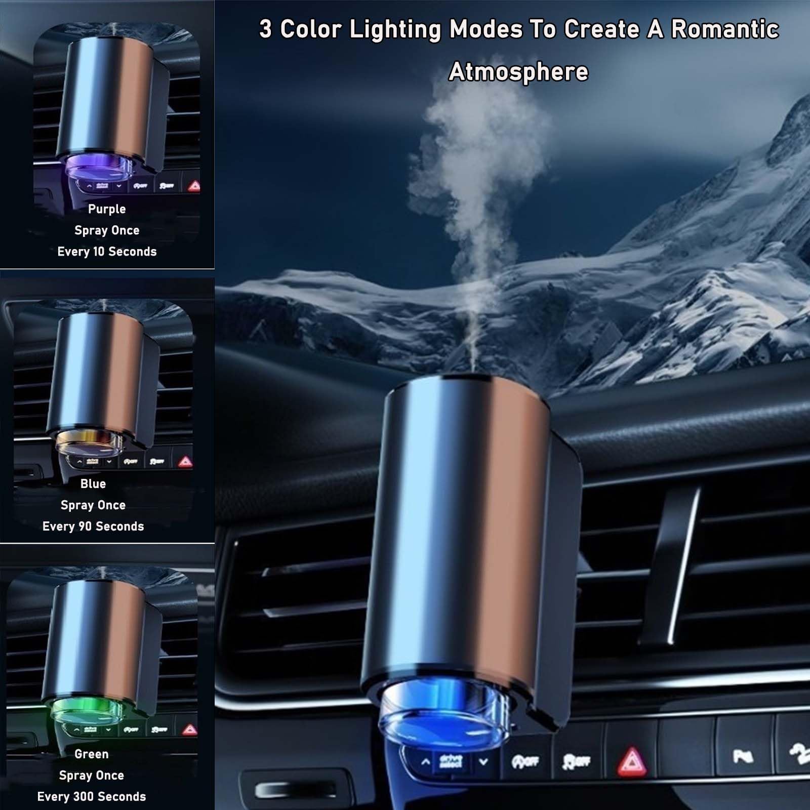 2024 New Smart Car Air Freshener with 3 Adjustable Modes - Intelligent Car Aroma Diffuser, Ultrasonic Aromatherapy Spray for Car Vents (Floral Scent) | Perfect for Long Drives, Office Commutes & Road Trips