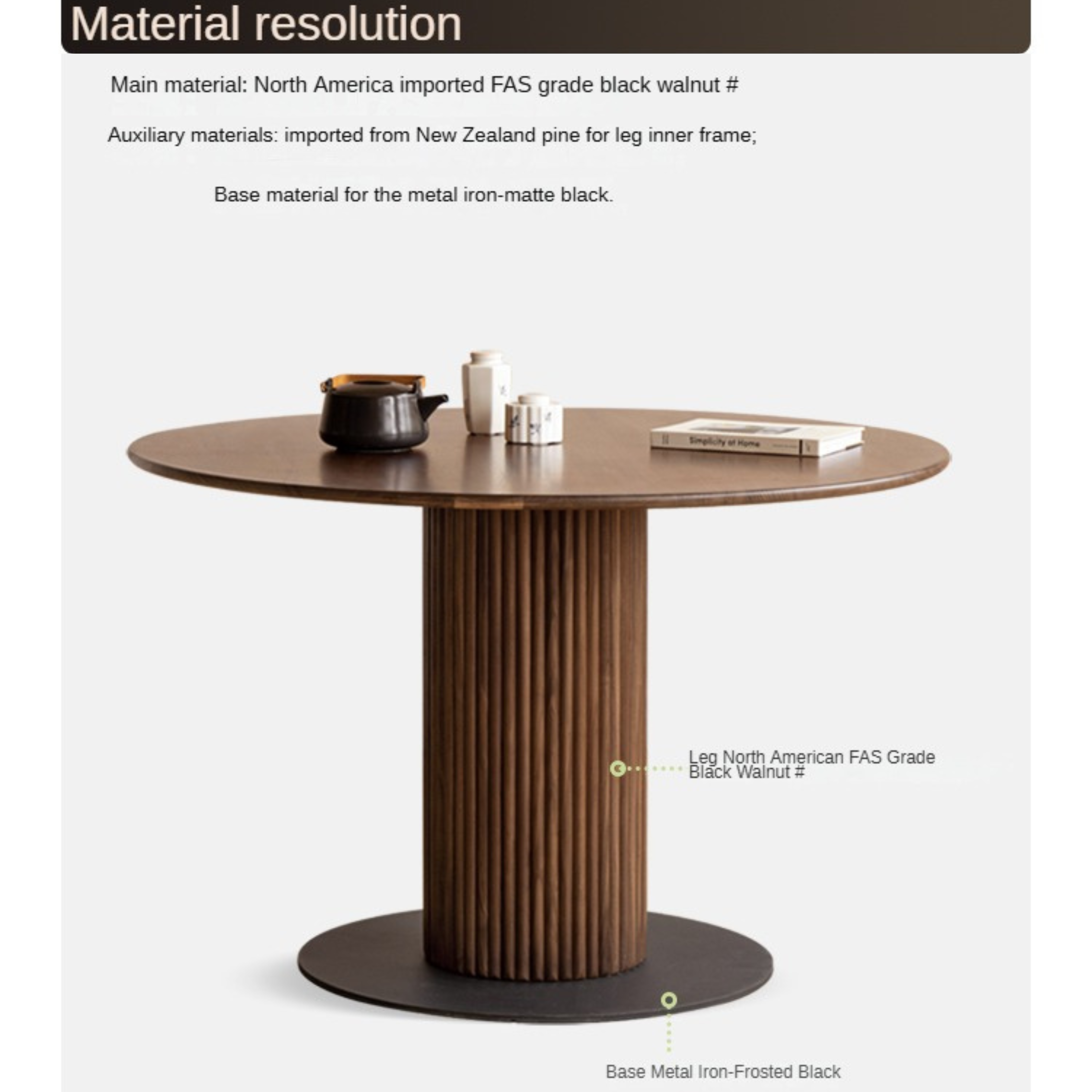 Solid Black Walnut Wood Dining Table - Rustic Farmhouse Style for Dining Room & Kitchen | Durable & Elegant Home Furniture