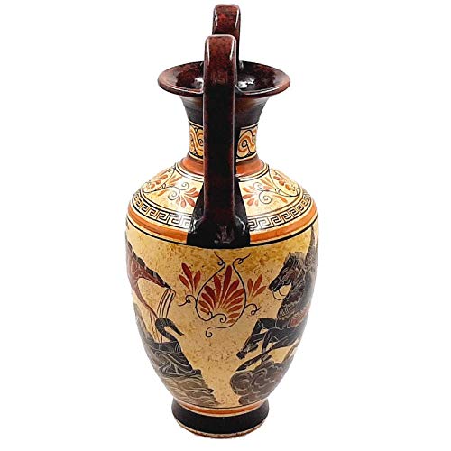Ancient Greek Pottery Amphora Vase 35cm - Handmade Ceramic Paris Abducts Helen Mythological Art - Perfect for Home Decor, Wedding Centerpiece & Greek Mythology Gifts