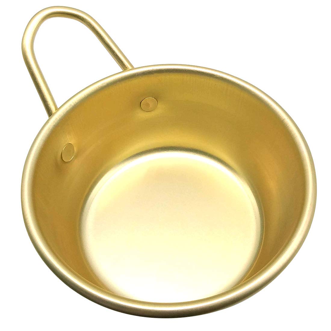 GARASANI 2 Pack Korean Traditional Aluminum Wine Bowls - 4.7 Inch Yellow Soup Cups for Sake, Makgeolli & Hiking Camping Dishes | Durable Lightweight Korean Ceremonial Drinkware