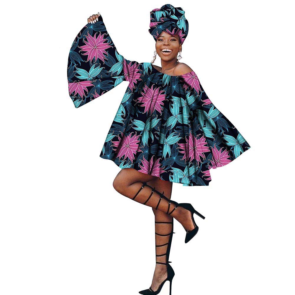 Stylish African Print Dresses for Women Plus Size - Dashiki Ankara Wax Floral Maxi Dresses with Matching Headwrap - Perfect for Cultural Events, Weddings & Summer Vacations