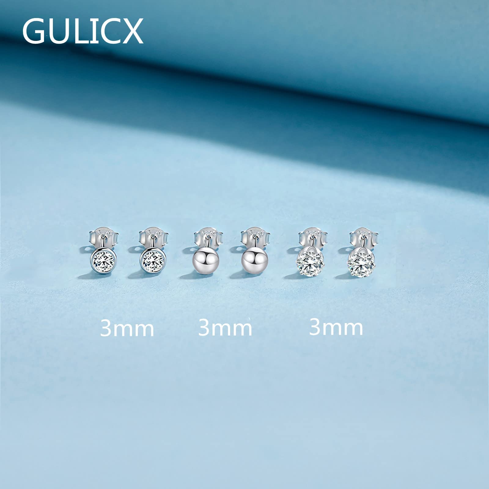 Sterling Silver Stud Earrings for Women - 3mm Cubic Zirconia Cartilage Earrings & 12mm Hoop Earrings Set | Hypoallergenic Sleepers for Everyday Wear, Gift for Her, Wedding & Party Jewelry
