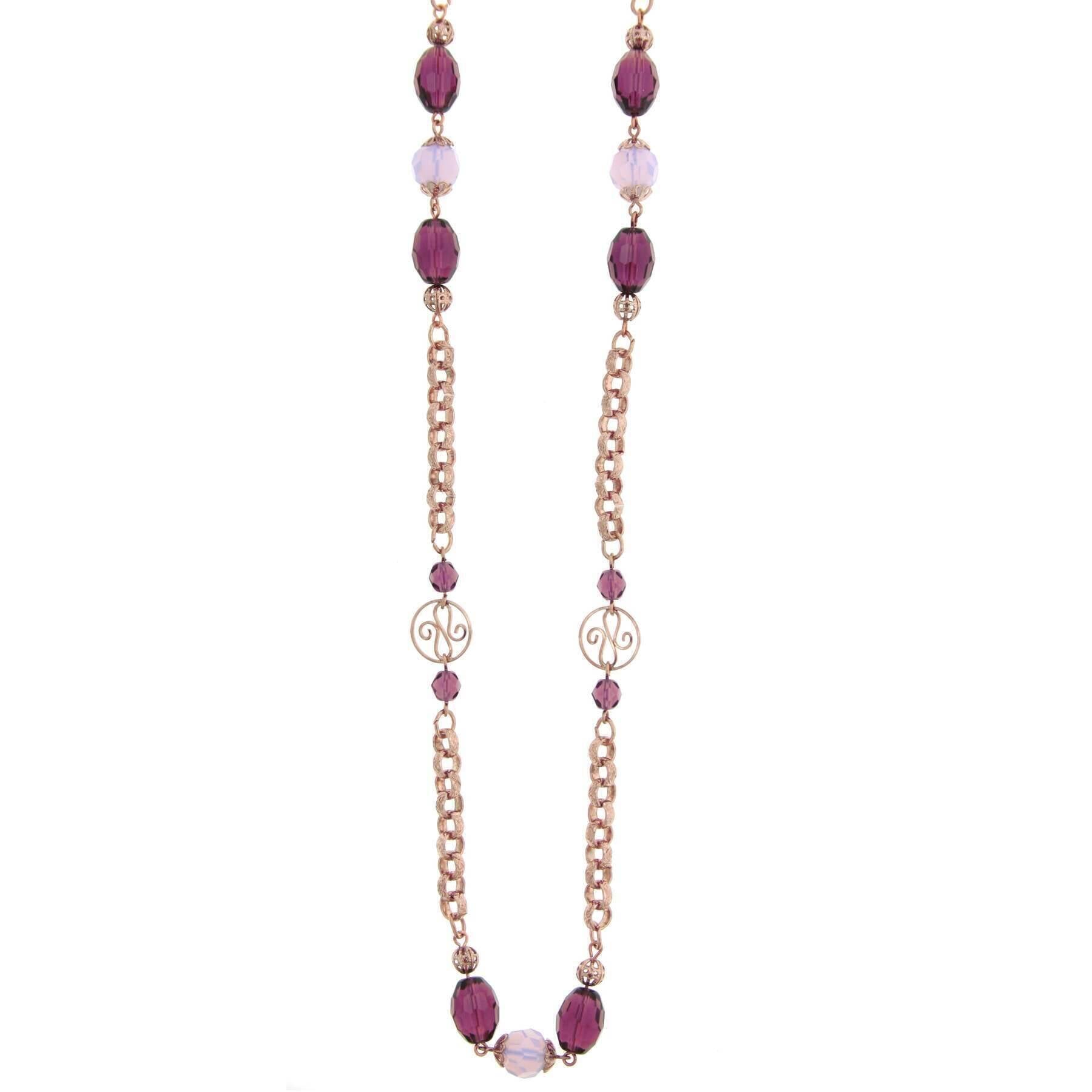 1928 Jewelry Amethyst Bead Round Pink Opal & Filigree Beaded Necklace 48
