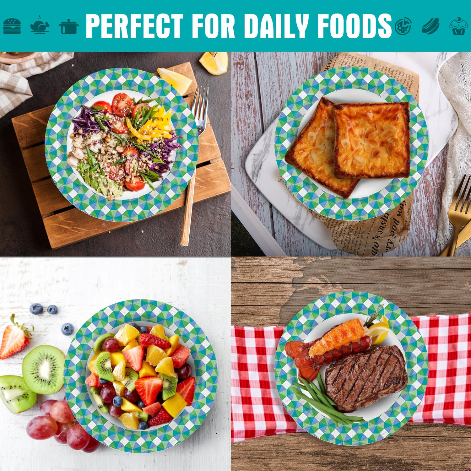 **Charmount 10 Inch Disposable Paper Plates Bulk (100 Pack) – Heavy Duty, Soak Proof & Cut Proof – Eco-Friendly Blue Party Plates for BBQs, Birthdays, Picnics & Everyday Use**
