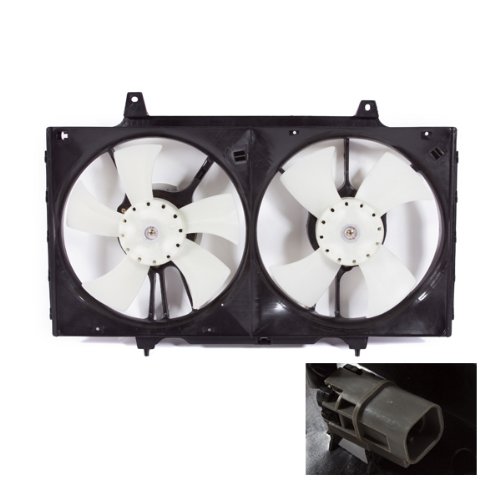 CarPartsDepot 426-36385 New Radiator & A/C Condenser with Dual Fan Motor Shroud NI3115104 - Compatible with Select Vehicles, Perfect for Engine Cooling & AC System Repair