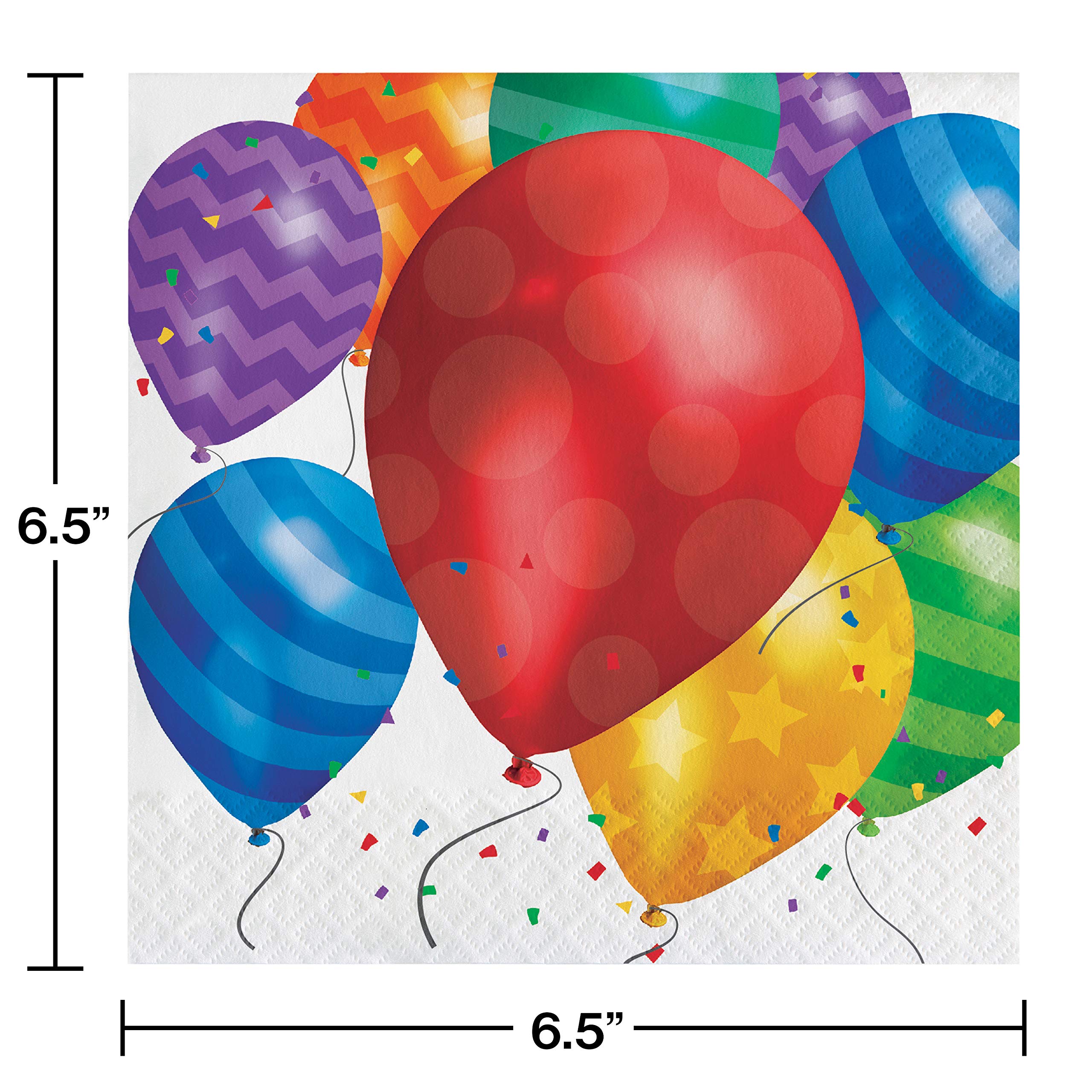 Creative Converting Party Napkins - 50 Count, Colorful Balloon Blast Design for Lunches, Birthdays & Celebrations | Disposable Paper Napkins for Kids Parties, Picnics & Family Gatherings