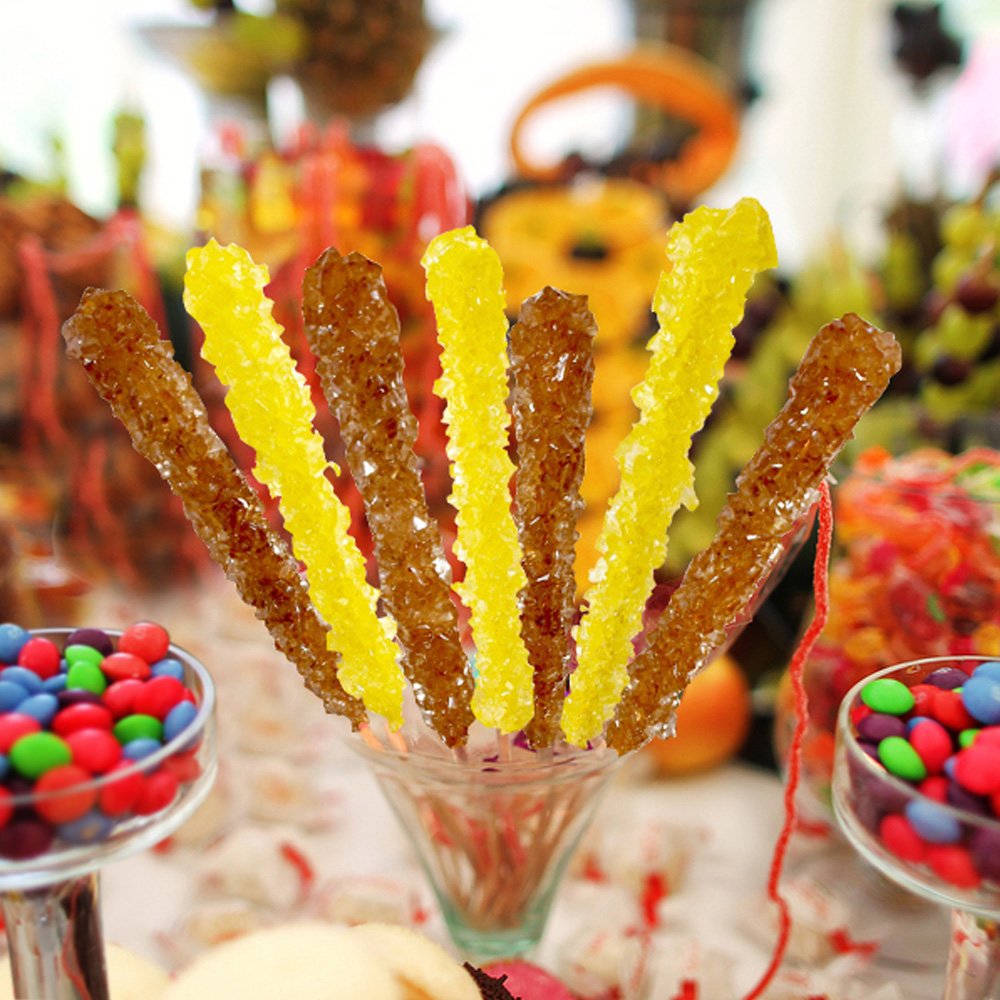 Extra Large Rock Candy Sticks - 144 Individually Wrapped Gold Lollipops | Bulk Candy for Parties, Candy Buffets, Weddings & Baby Showers | Perfect for Birthday Favors, Anniversary Celebrations & Special Events