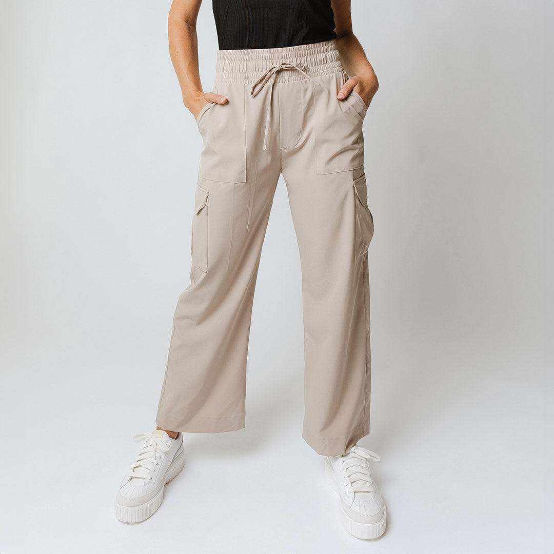 Audrey Cargo Pants for Women - Stylish Cobblestone Color Casual Trousers with Multiple Pockets | Perfect for Outdoor Adventures, Travel & Everyday Wear