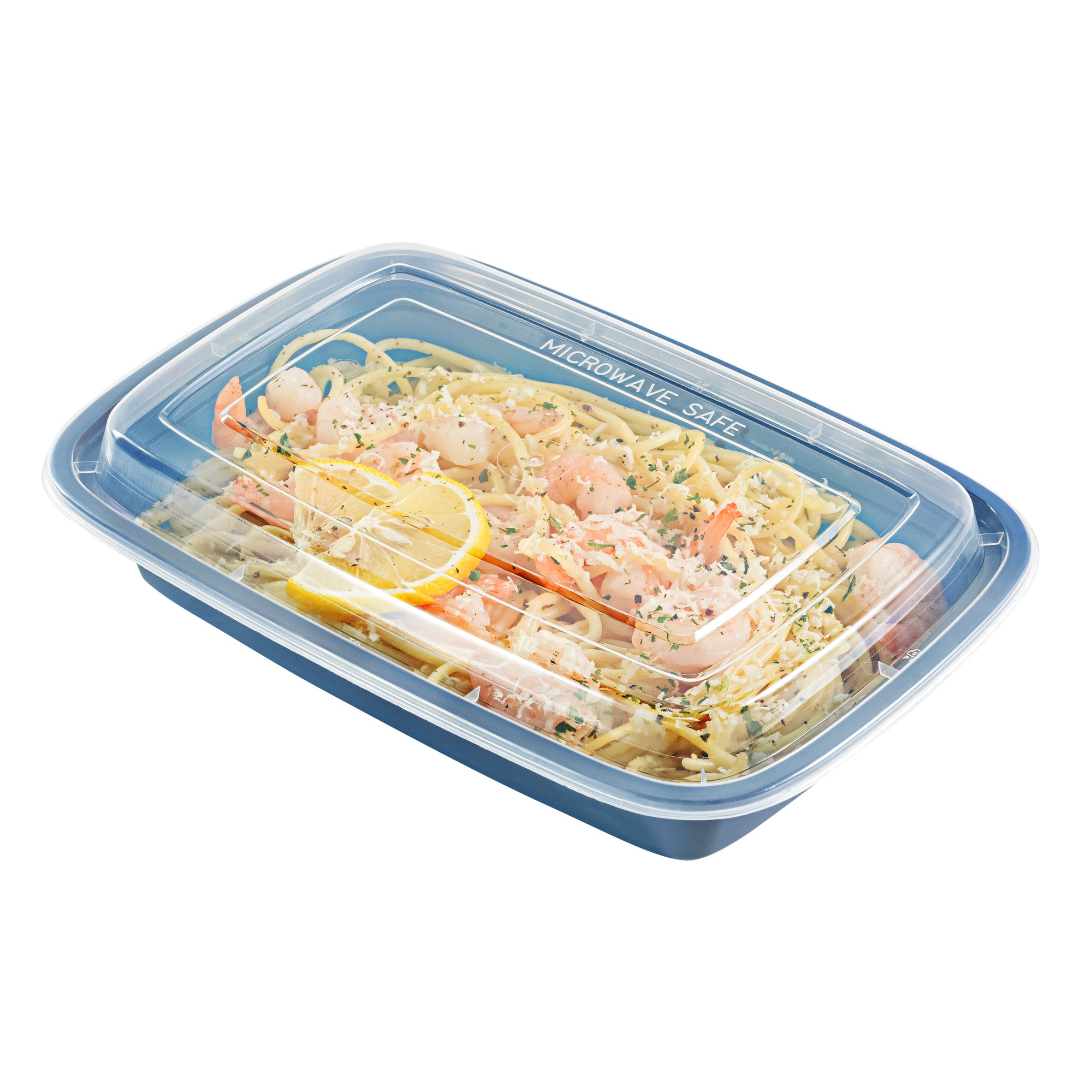 28oz Rectangle Plastic Food Storage Containers with Clear Lids - Microwave Safe To-Go Boxes (8.75
