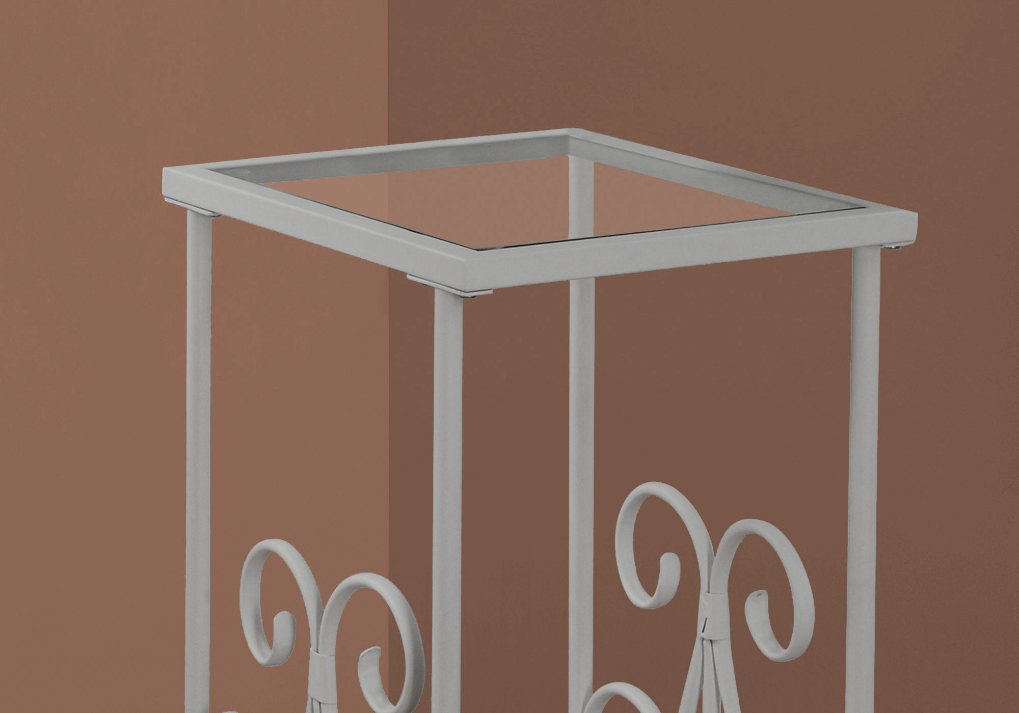 Modern Silver Metal Accent Table with Tempered Glass Top - 30 Inch Height - Perfect for Living Room, Bedroom, or Office Décor
