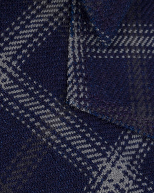 Iron Heart IHSH 411 9oz Selvedge Indigo Check Flannel Western Shirt for Men - Black Plaid Workwear Shirt for Casual & Outdoor Wear