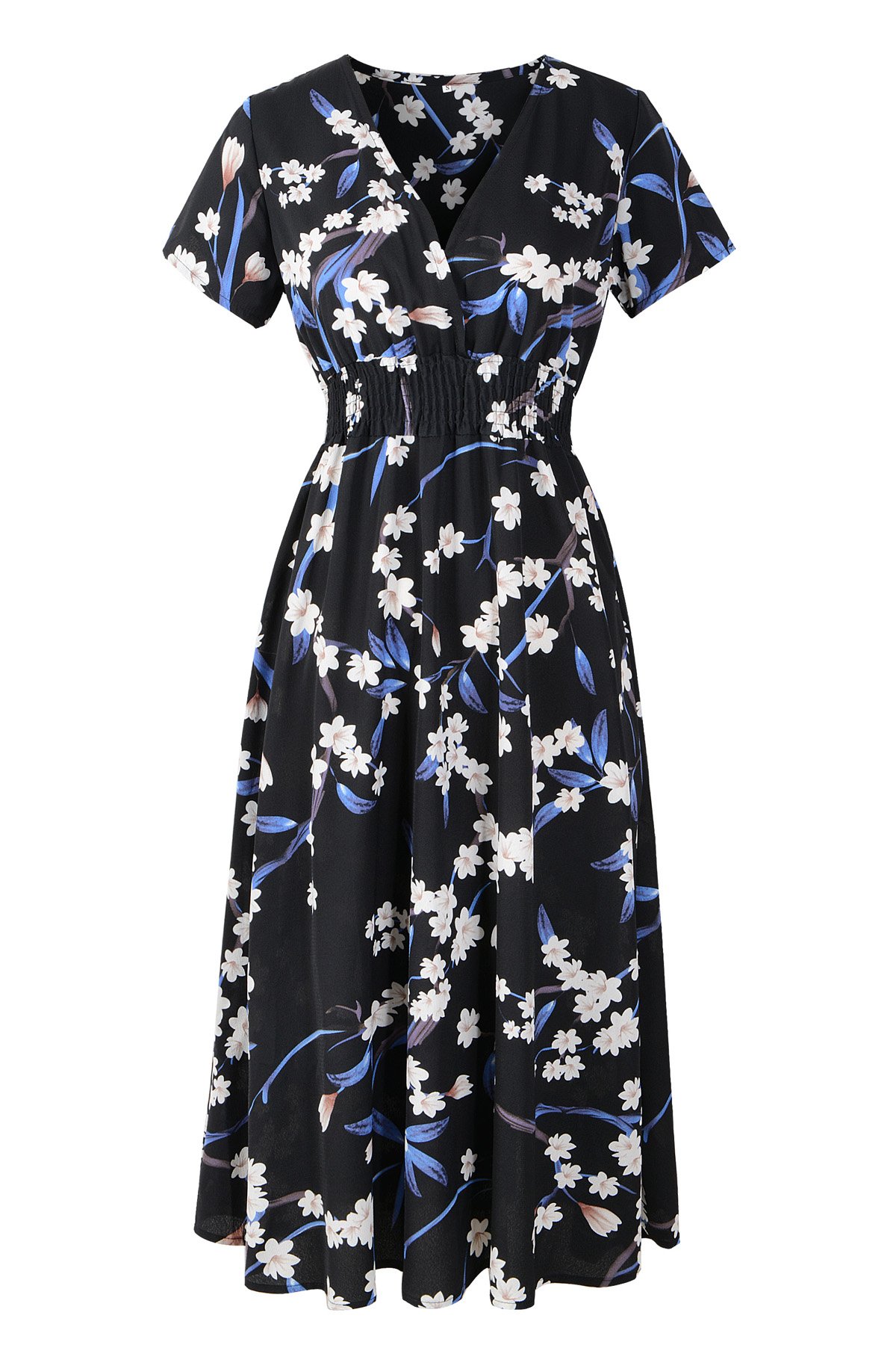 Floral Print Chiffon Midi Dress for Women - Elegant Summer Casual & Party Wear - Perfect for Beach Vacations, Date Nights and Office Outfits