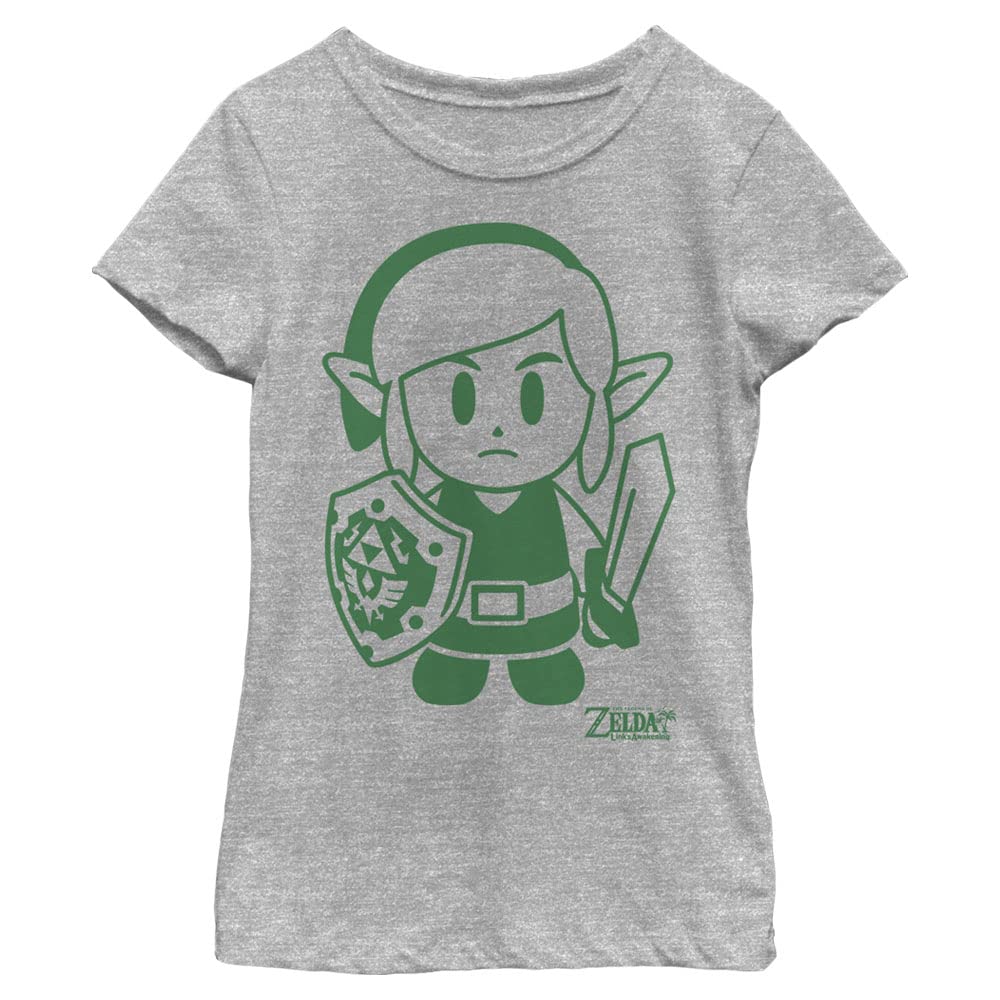 Nintendo Legend of Zelda Link Avatar Outline Graphic T-Shirt for Girls - Perfect for Cosplay, Gaming & Casual Wear