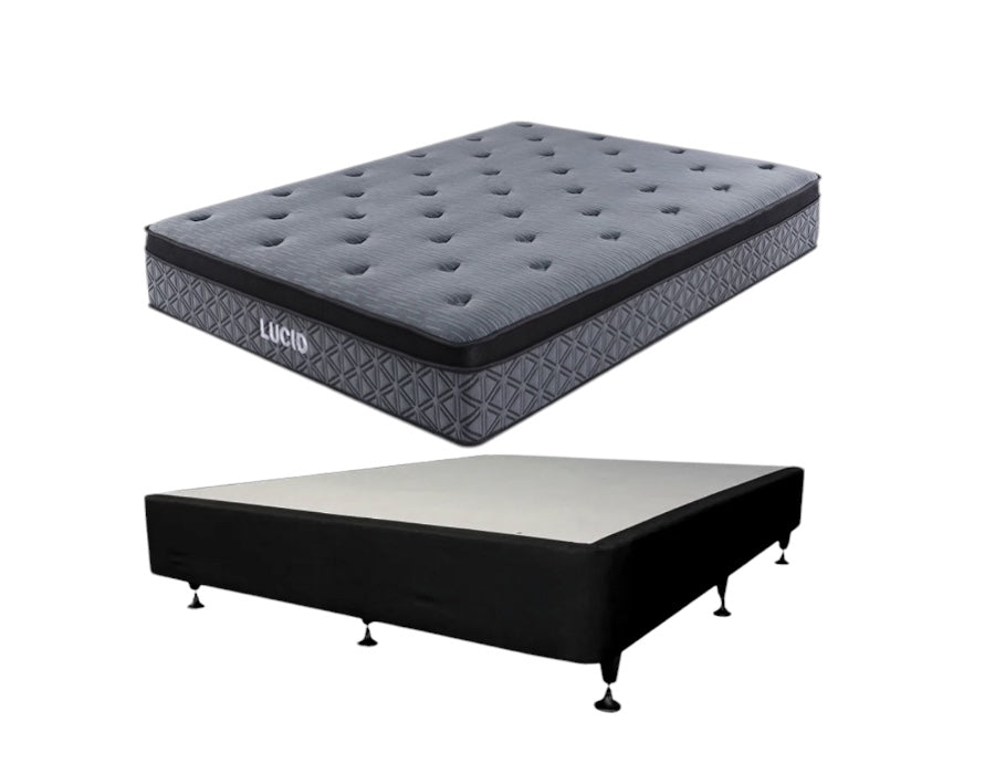 Lucid 12 Inch Euro Top Memory Foam Mattress & Bed Base - Double Size, Medium Firm Support for Back & Side Sleepers - Perfect for Guest Rooms & Dormitories