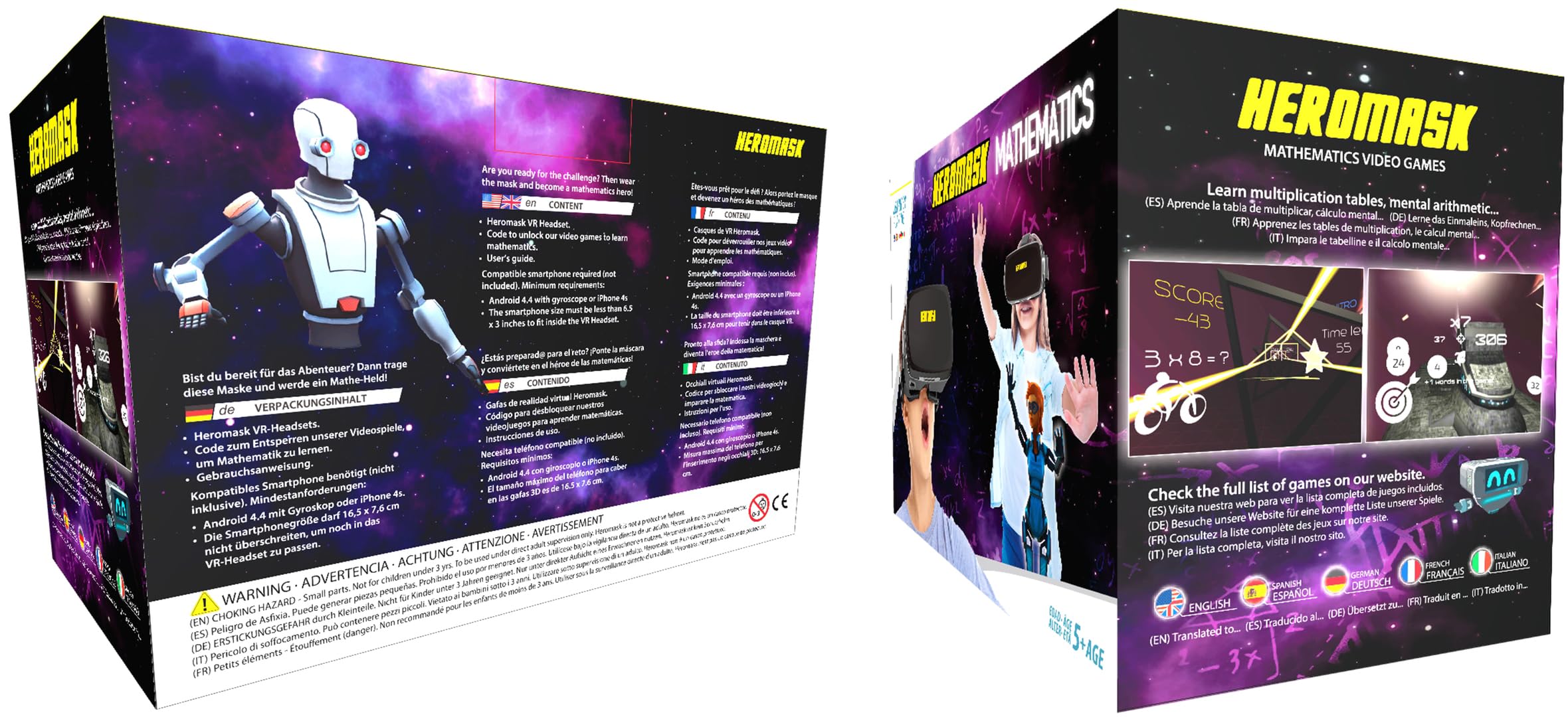 VR Math Games Headset for Kids 5-8 | Educational Virtual Reality Learning Toy for Classroom & Home