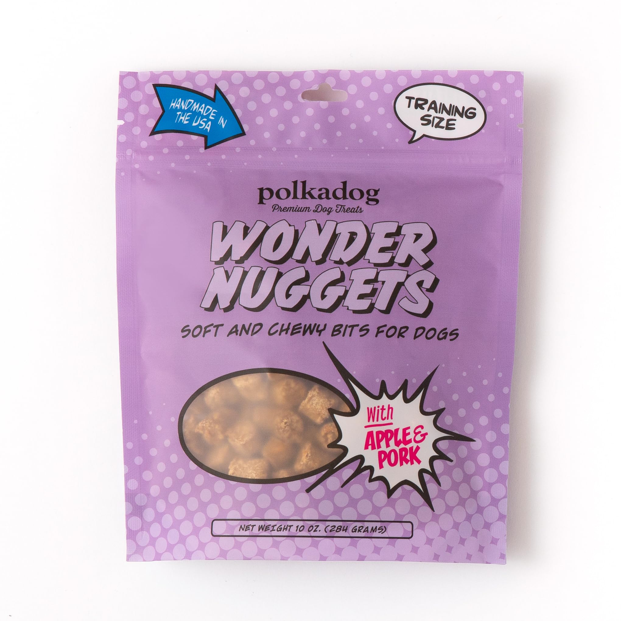 Polkadog All-Natural Pork & Apple Wonder Nuggets Dog Treats – Healthy, Handmade Soft & Chewy Training Snacks for Puppies & Adult Dogs – Grain-Free Bite-Sized Rewards – Perfect for Obedience Training & Positive Reinforcement – 10oz Bag