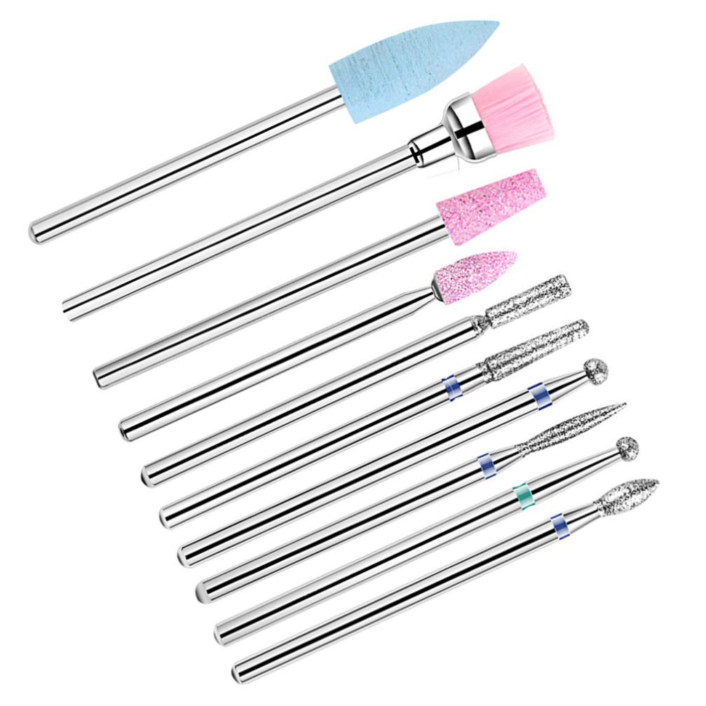 Beaupretty 10pcs Faux Nails Diamond Drill Bits Set - Professional Nail Grinding Heads & Polishing Manicure Drill Tools for Acrylic, Gel & Natural Nails - Perfect for Home Salon, Nail Art & Professional Manicure