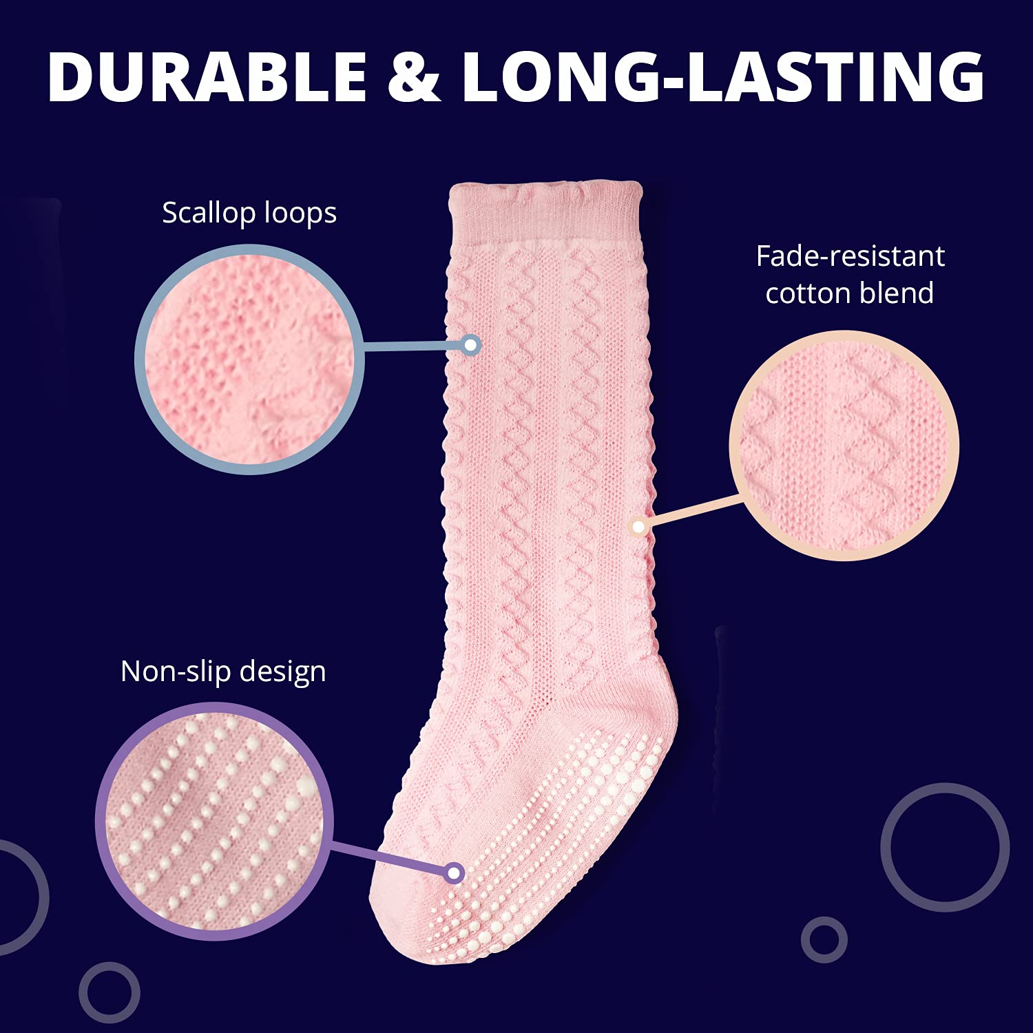 LA ACTIVE Girls Knee High Socks - Soft Warm Cotton School Uniform & Sports Socks for Toddlers & Kids - Perfect for School, Dance, Sports & Winter Outfits