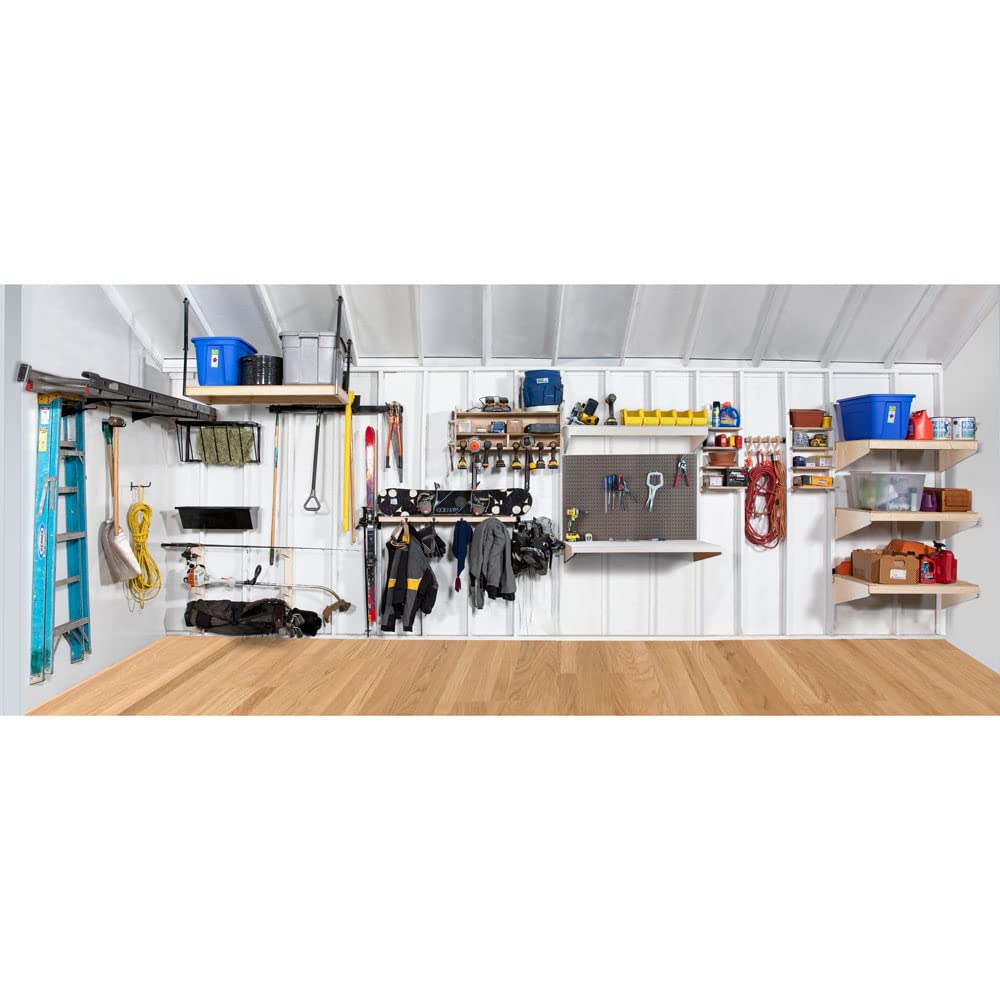 Premium Ski and Snowboard Storage Rack for Garage & Home - Heavy Duty Wall Mounted Ski Shelf with 10 Hooks - Made in USA - Dimensions 8.25