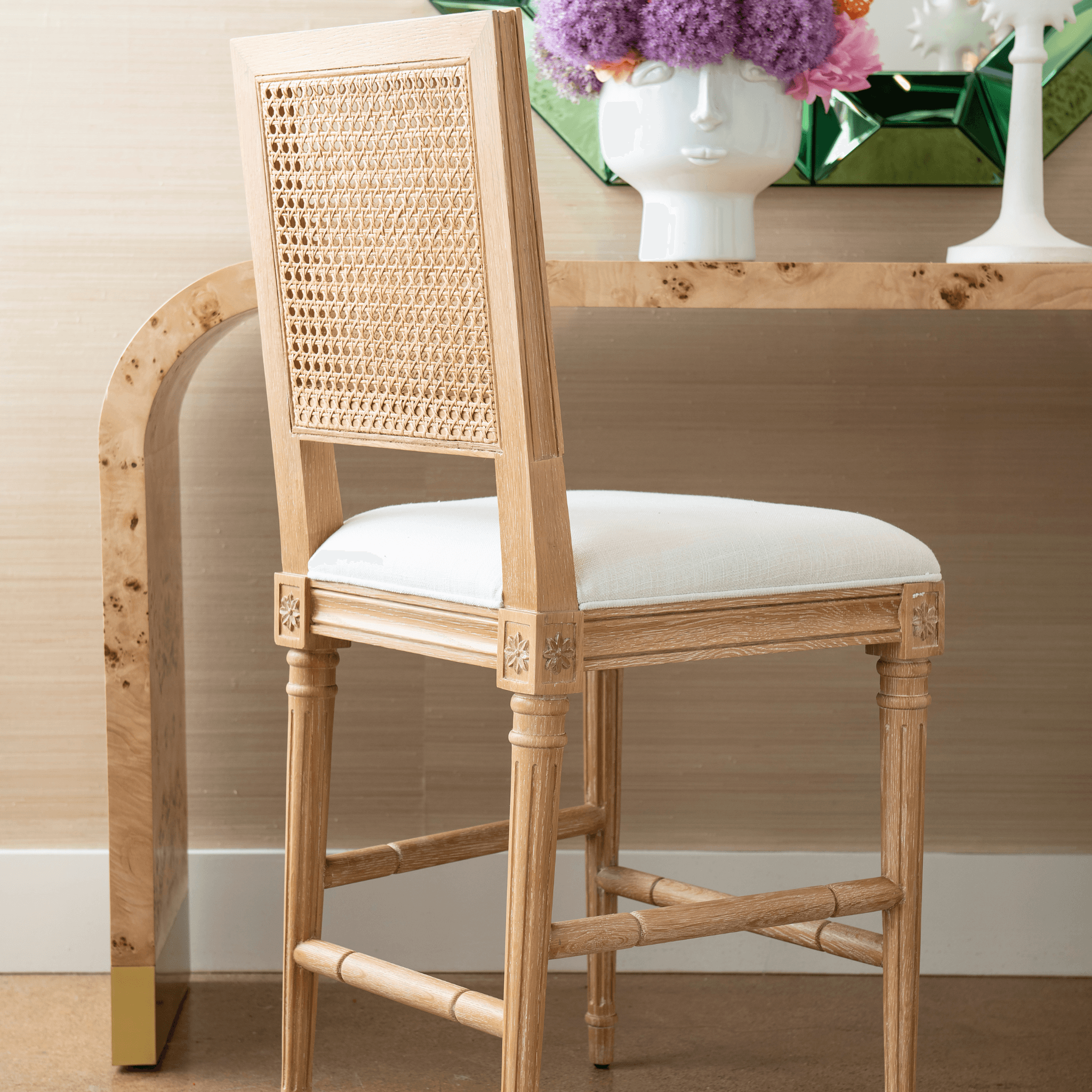 Annette Natural Wood Counter Stool - Modern Kitchen Bar Stool for Dining, Breakfast Nook & Home Decor