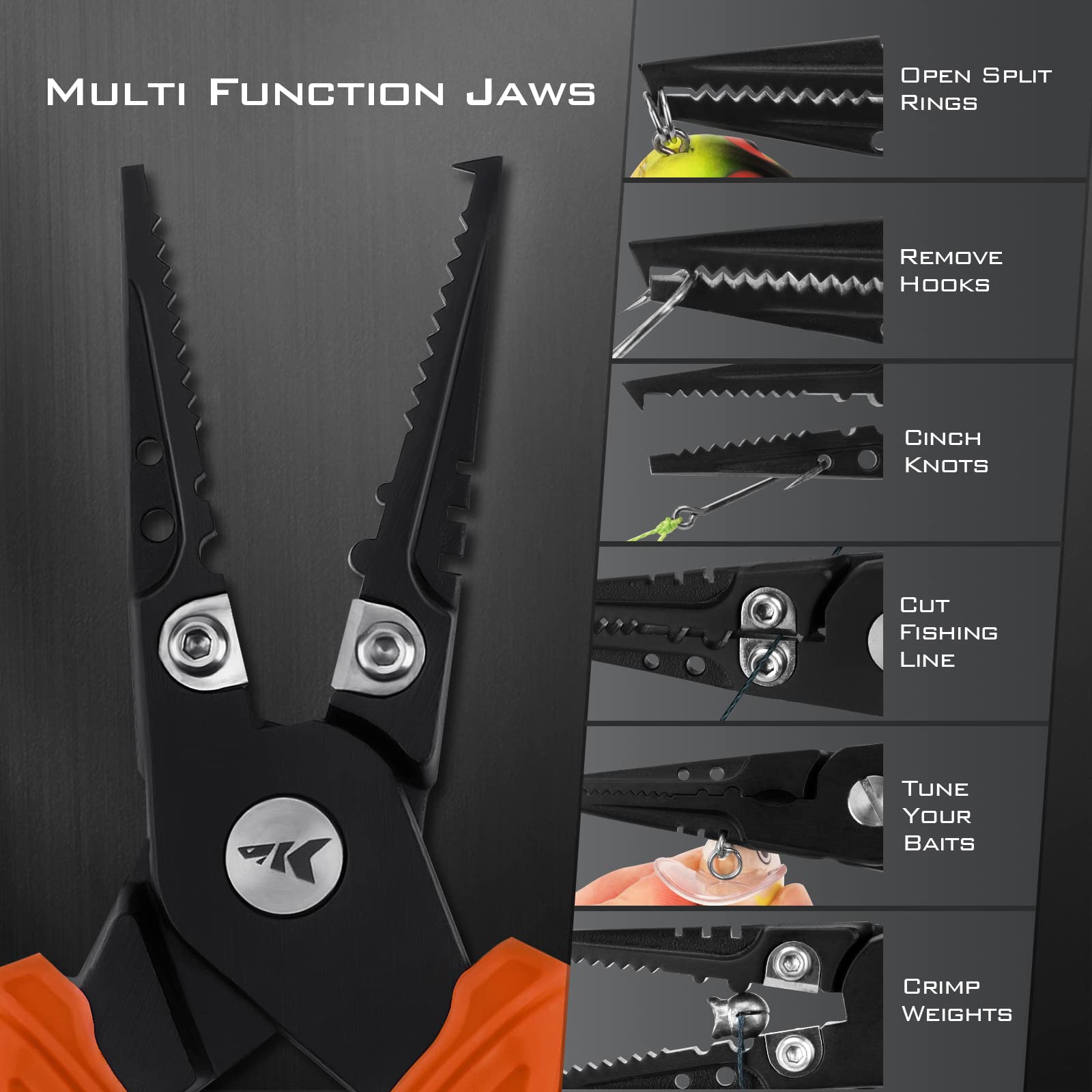 **KastKing Saltwater Resistant Fishing Pliers & Fish Lip Gripper Combo with Rubber Handle, Lanyard, Line Cutter, Hook Remover & Sheath – Durable Fishing Gear for Saltwater, Freshwater & Ice Fishing – Perfect Gift for Anglers & Fishing Enthusiasts**