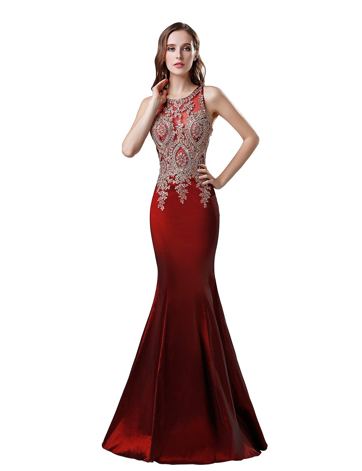 Clearbridal Women's Long Mermaid Prom Dress 2020 - Elegant Lace Applique Formal Evening Gown for Homecoming, Wedding, and Special Occasions