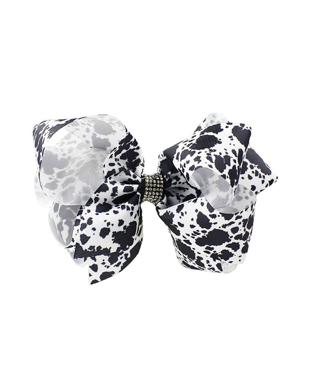 Cow Print Hair Clips Set - 8 Inch Cow Pattern Hair Bows for Girls, Women | Cute Cow Spots Hair Accessories for School, Parties, Halloween & Everyday Wear (BBG34)