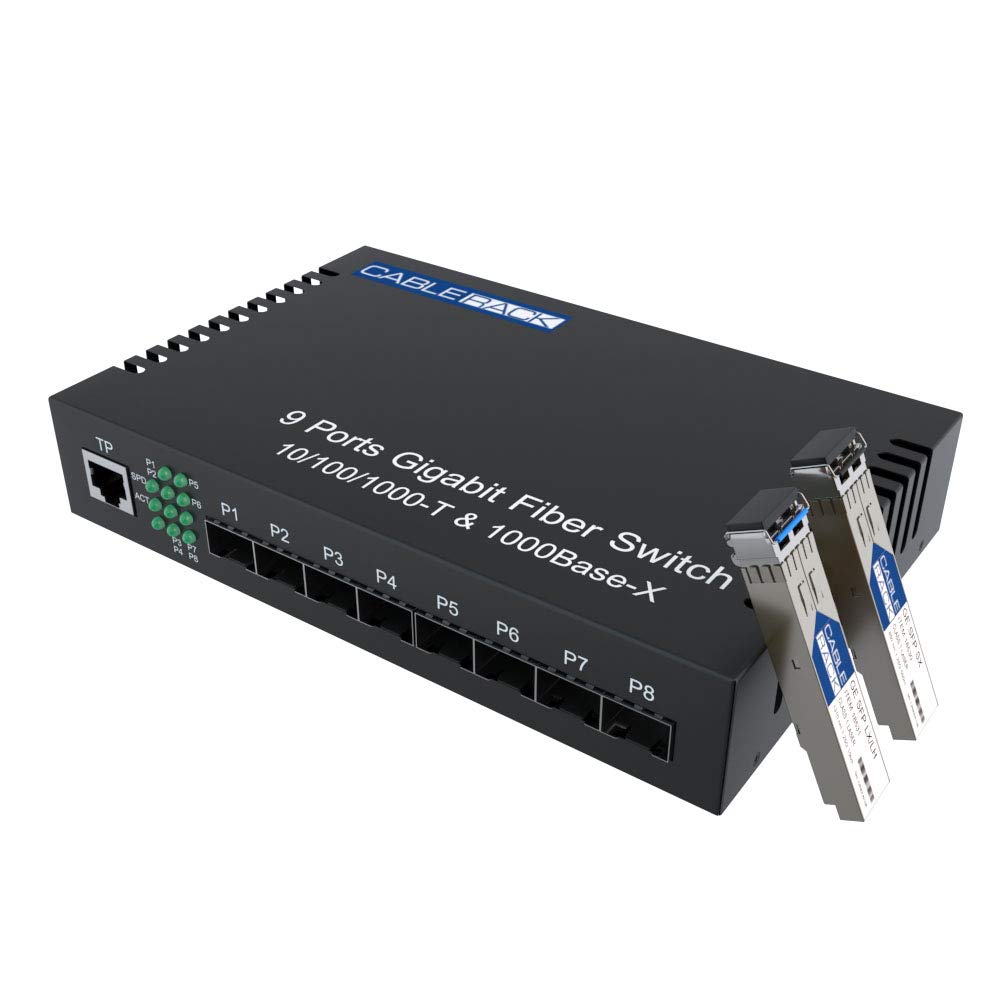 8 Port SFP Unmanaged Ethernet Optical Switch - Multimode & Singlemode SFP Included for High-Speed Network Connectivity | Ideal for Data Centers, Office Networks & Home Server Setups