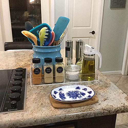 NIUBEE 11x14 Inches Clear Acrylic Serving Tray - Spill Proof Decorative Organizer with Handles for Coffee Table, Ottoman & Countertop - Perfect for Entertaining, Bathroom Storage & Office Organization