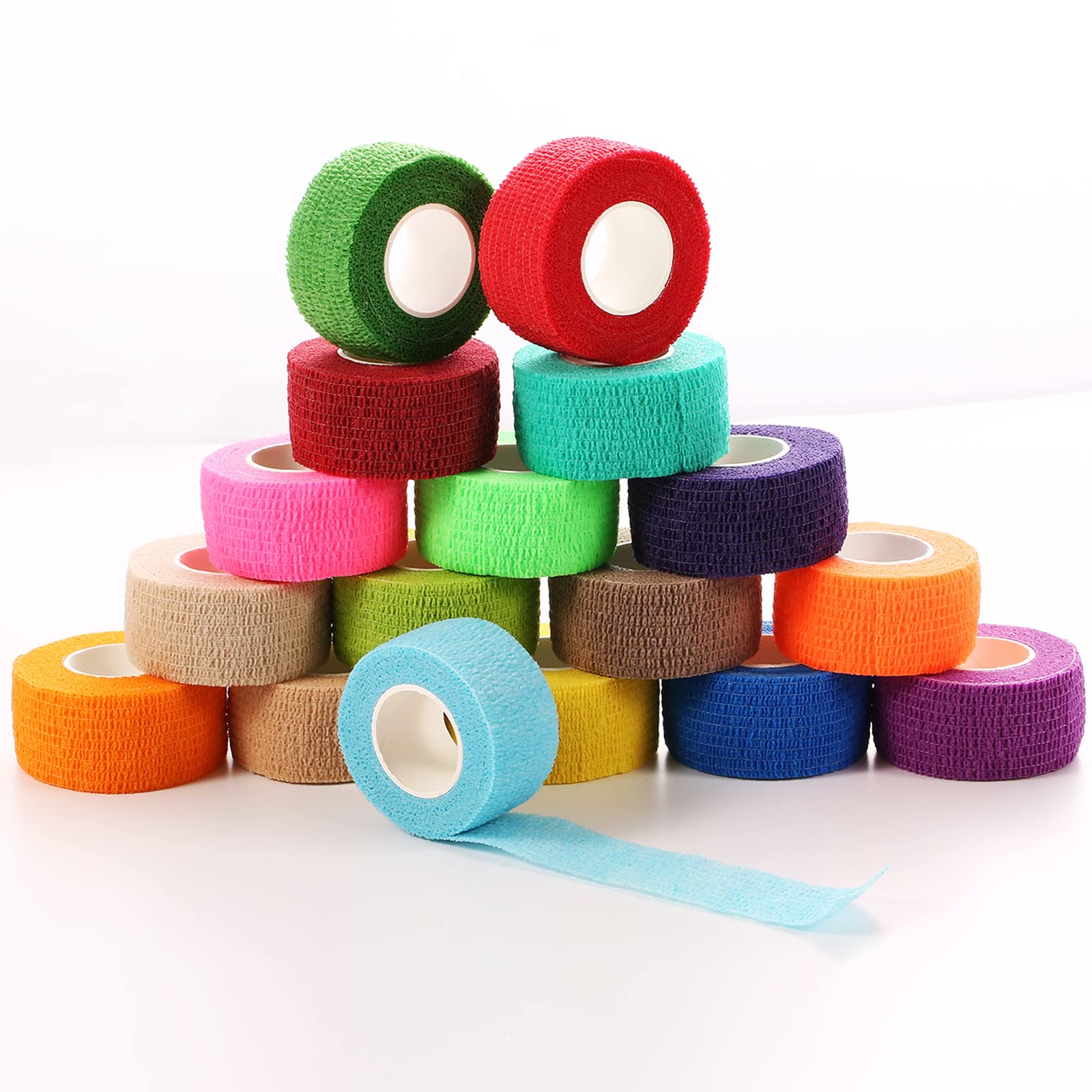 24 Pack Self-Adhesive Cohesive Wrap Bandages - 1 Inch x 5 Yards Elastic Athletic Tape for Sports, Wrist & Ankle Support - First Aid, Gym, Running & Injury Recovery