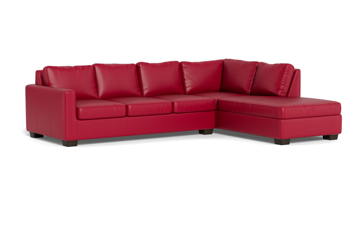 Track 121 Genuine Leather Right Chaise Sleeper Sectional Sofa - Modern Living Room Furniture for Small Spaces & Apartments