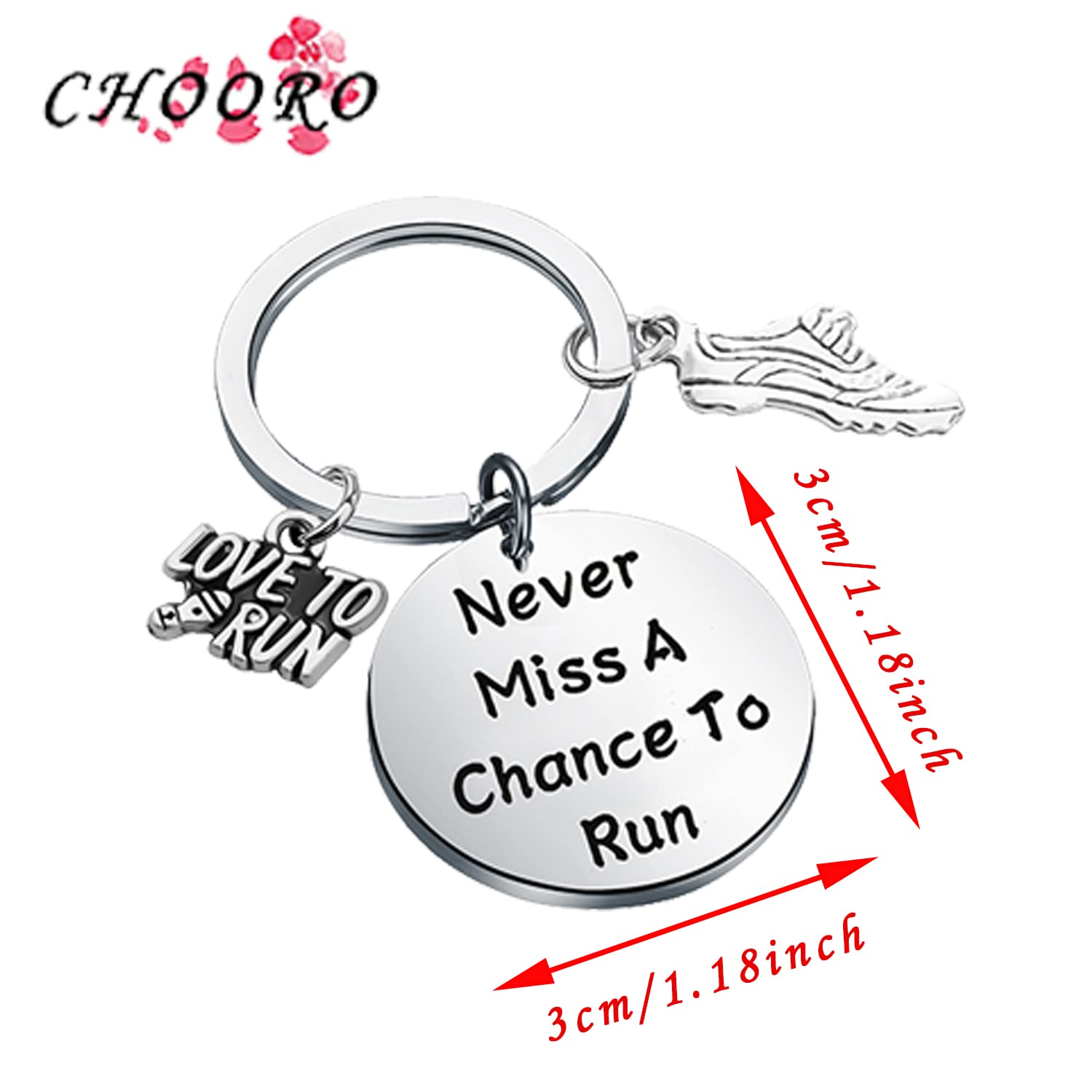 CHOORO Marathon Runner Keychain - Inspirational Running Gift for Sole Sisters & Running Buddies - Never Miss a Chance to Run - Perfect for Race Days, Training Motivation & Fitness Enthusiasts