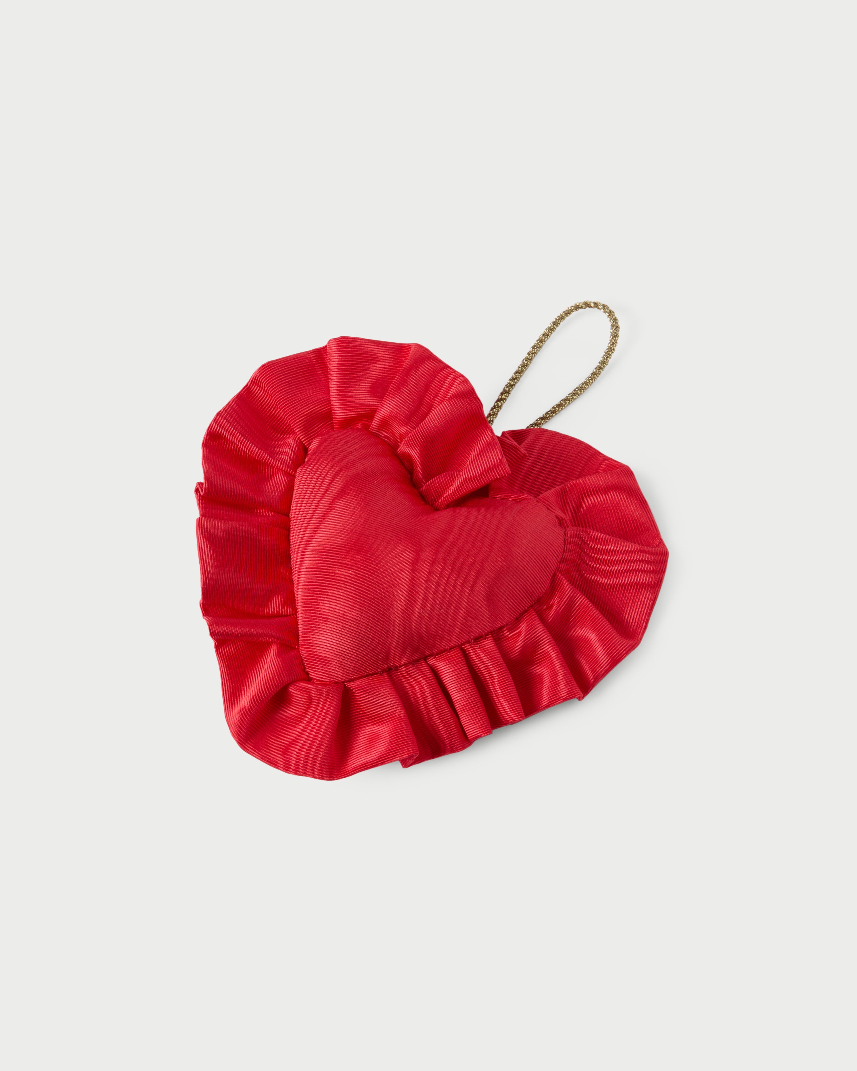 LR x Tara Roma Red Ruffle Heart Ornament - Elegant Christmas Tree Decoration for Holiday Home Décor