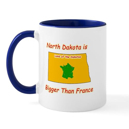 White/Navy Inside - North Dakota Is Bigger Than France Mug