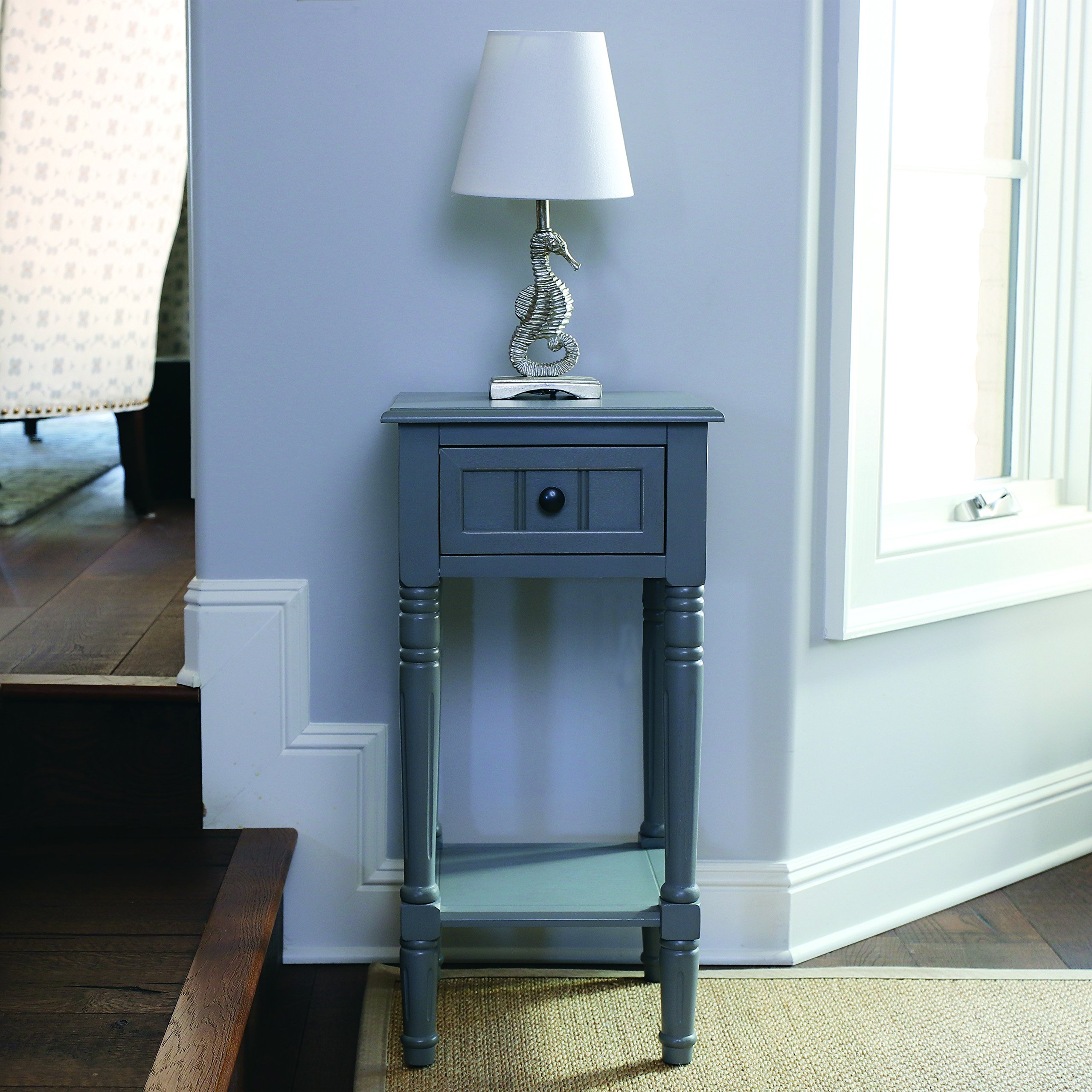 Decor Therapy Simplify 1-Drawer Accent Table with Eased Edge in Grey - Perfect for Living Room, Bedroom or Office Side Table