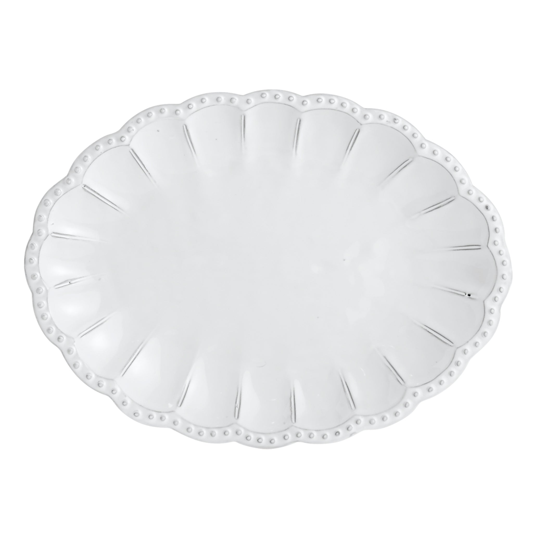 Bella Bianca Beaded Tray - Elegant Decorative Serving Tray with Handmade Beads for Jewelry, Keys, and Home Decor | Perfect for Dining Table, Coffee Table, and Gift Giving