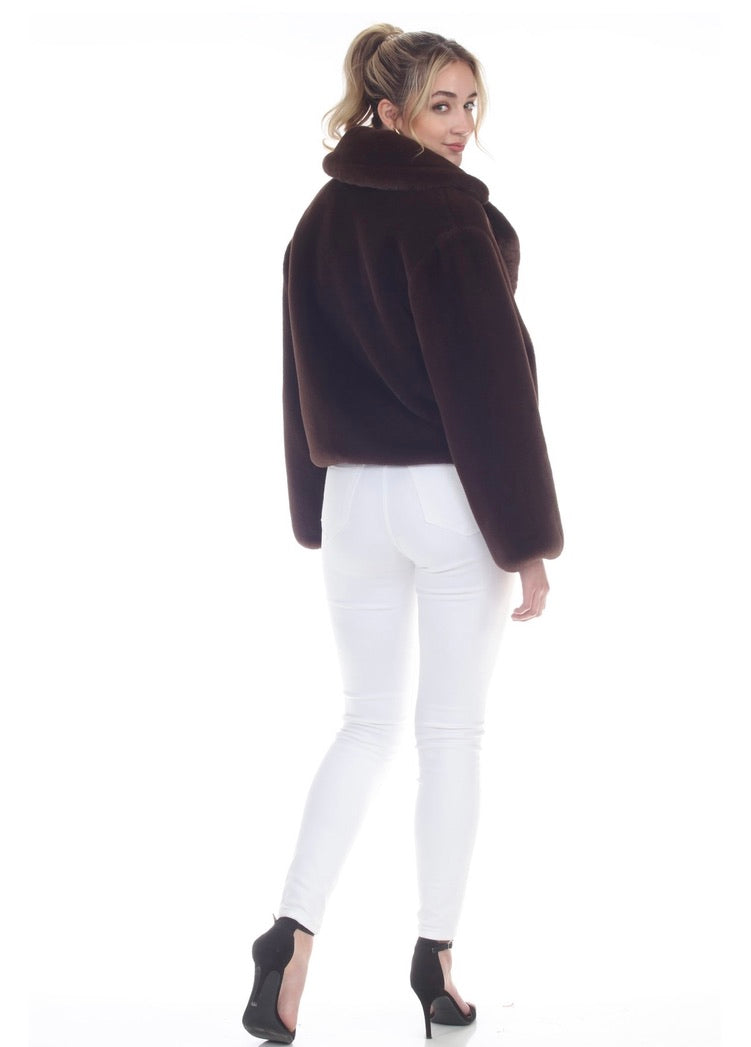 Isabella Faux Fur Jacket Women's Winter Coat - Soft Plush Long Sleeve Outerwear for Fashion, Parties & Cold Weather