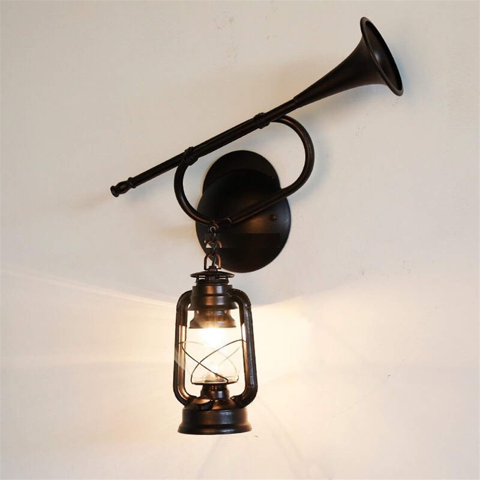 Modern Iron Wall Mount LED Lamp with Glass Shade - Horn Shape Design for Living Room, Kitchen, Bathroom & Bedroom - Perfect for Reading, Corridor Lighting & Home Decoration (E26 Socket)