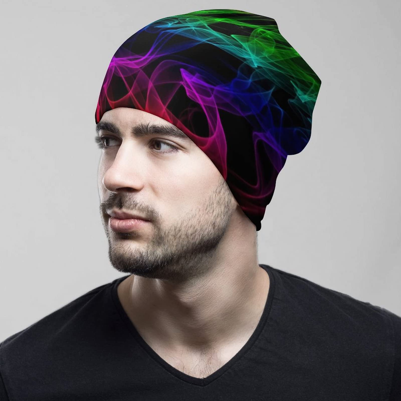 Glow in the Dark Splatter Neon Winter Beanie Hat - Warm Thick Knit Skull Cap for Men & Women - Perfect for Cold Weather, Outdoor Activities & Nighttime Visibility