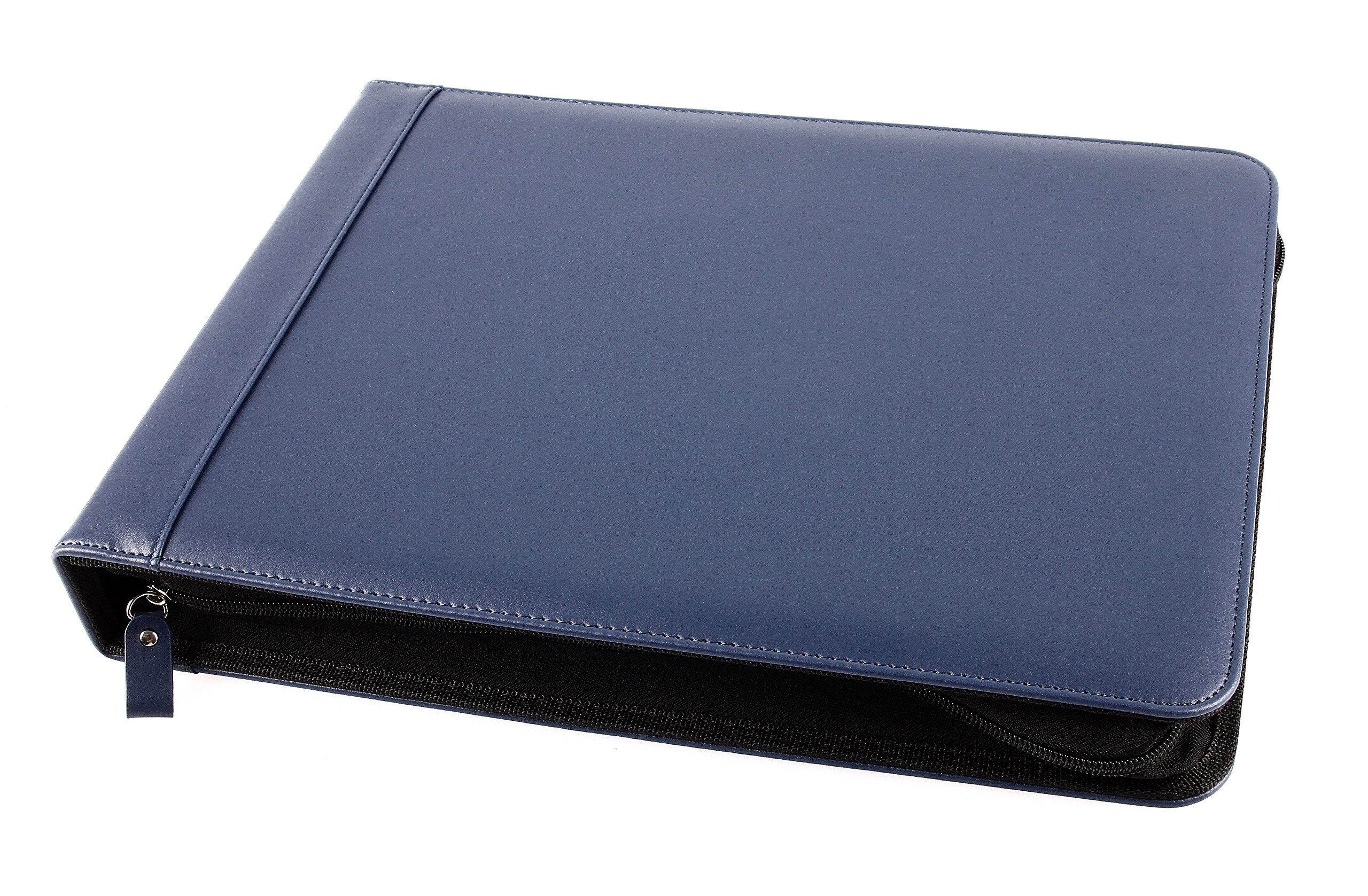 2Fold Zippered Business Checkbook - 7 Ring Binder for Checks with Built-in Organizer & Business Card Holder - PU Leather Portfolio for 600 3-Up Checks (Blue) - Perfect for Accountants, Small Business Owners & Office Professionals